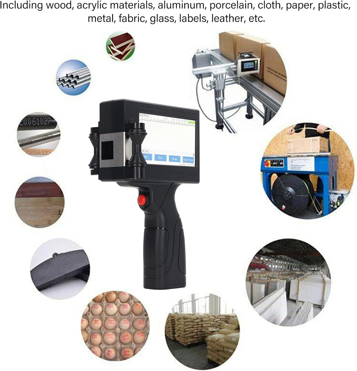 تفنگ پرینتر جوهرافشان دستی Forubar، پرینتر دستی با صفحه لمسی 4.5 اینچی، پرینتر لیبل خشک شونده سریع برای چاپ تاریخ تولید، شماره بچ و کد QR تفنگ پرینتر جوهرافشان دستی Forubar، پرینتر دستی با صفحه لمسی 4.5 اینچی، پرینتر لیبل خشک شونده سریع برای چاپ تاریخ تولید، شماره بچ و کد QR