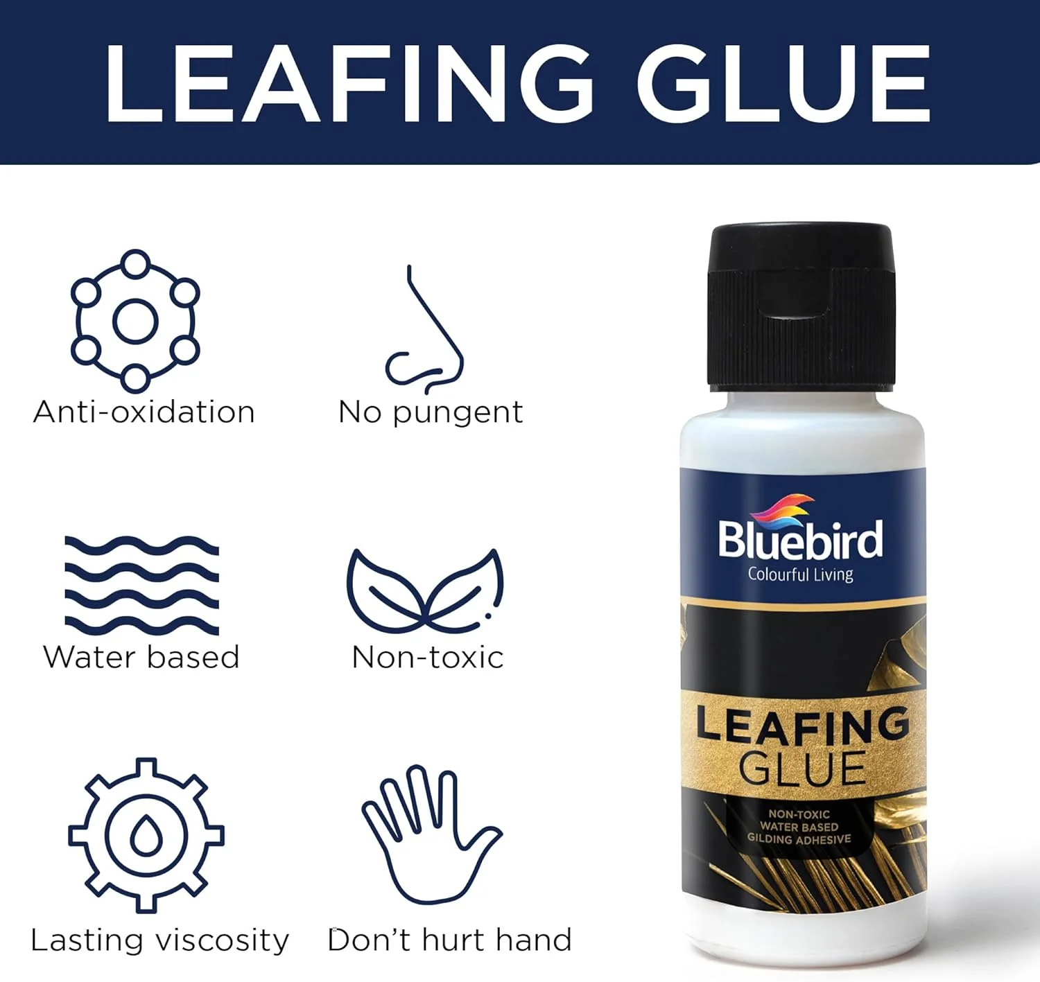 چسب ورق طلای بلوبیرد 100 میلی لیتر - چسب مخصوص ورق طلا برای صنایع دستی، هنر، دکوراسیون منزل، رنگ آمیزی اکریلیک