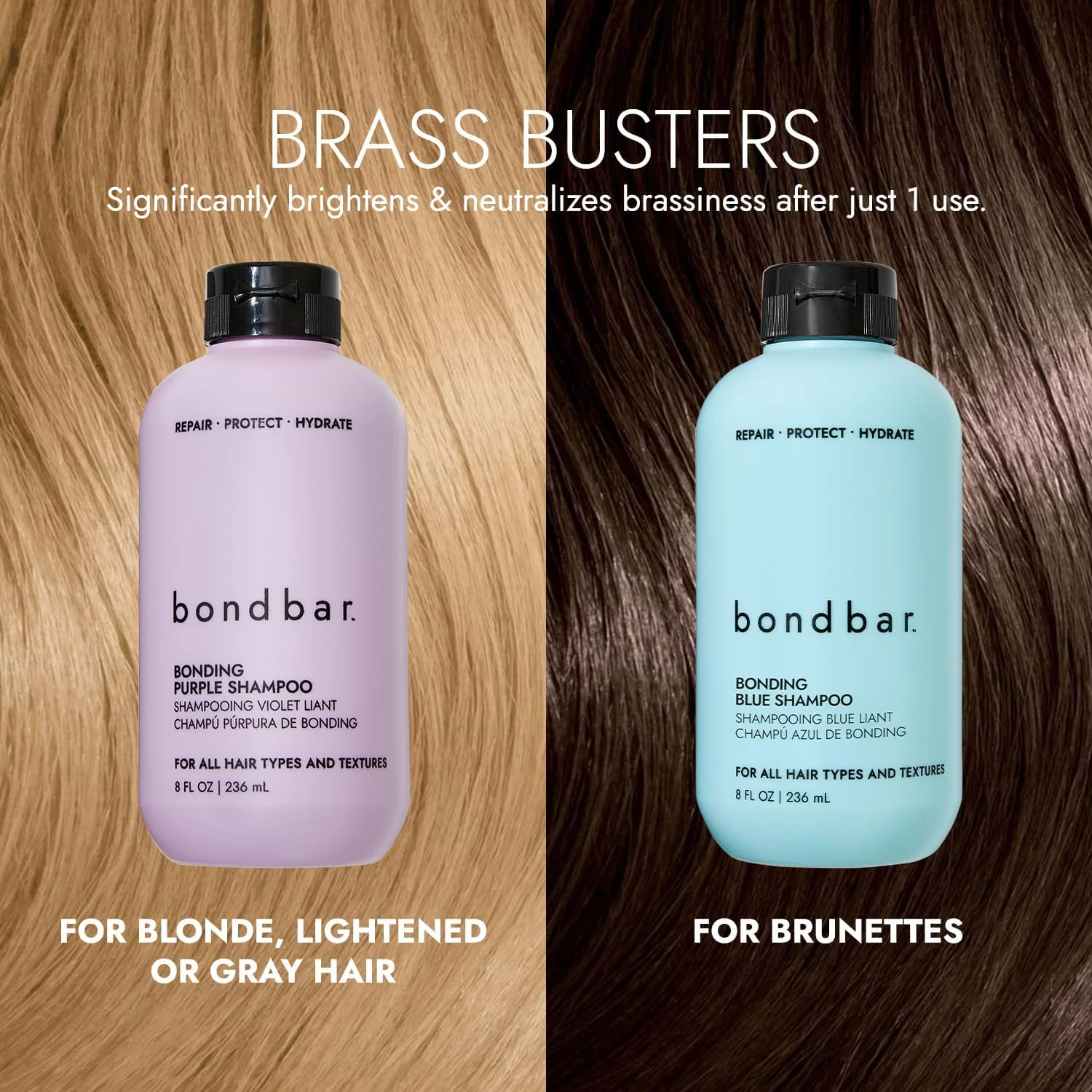شامپو روشن کننده بنفش Bondbar برای موهای بلوند، روشن و خاکستری، خنثی کننده زردی، ترمیم کننده، محافظت کننده، آبرسان، وگان، بدون تست حیوانی، 236 میلی لیتر شامپو روشن کننده بنفش Bondbar برای موهای بلوند، روشن و خاکستری، خنثی کننده زردی، ترمیم کننده، محافظت کننده، آبرسان، وگان، بدون تست حیوانی، 236 میلی لیتر