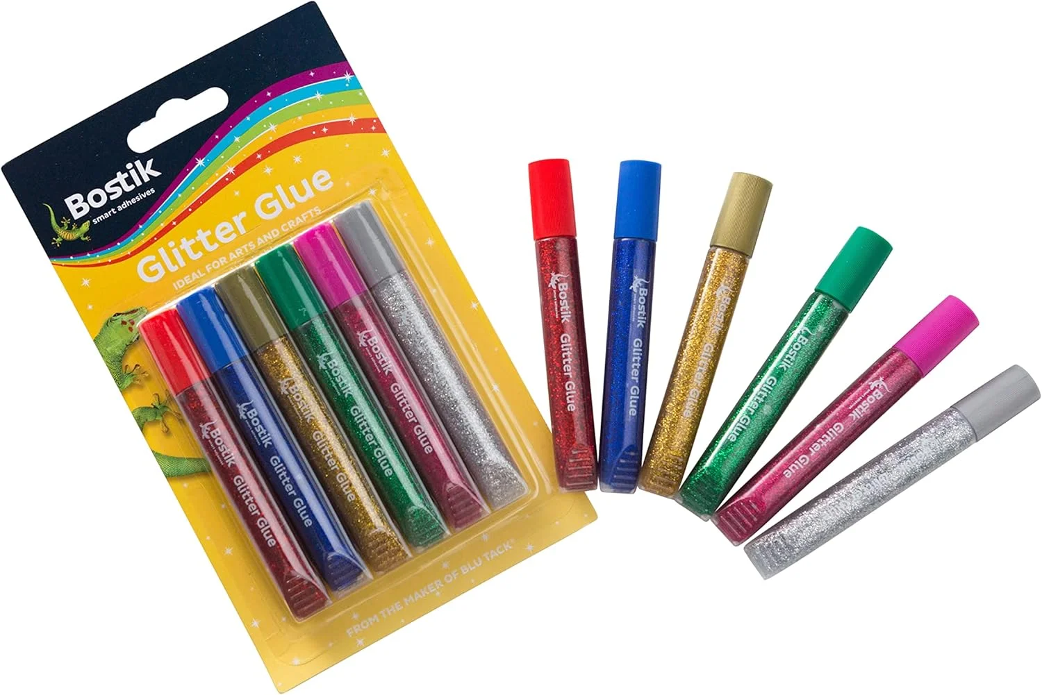 قلم چسب اکلیلی بوستیک برای کارهای دستی (6 رنگ زنده) - قابل شستشو، غیر سمی و بدون ایجاد کثیفی، لوازم هنری کودکان. ژل با قابلیت فشردن آسان برای پروژه های مدرسه، اسلایم، کارت ها، اسکرپ بوک و دکوراسیون DIY. دارای گواهی CE.