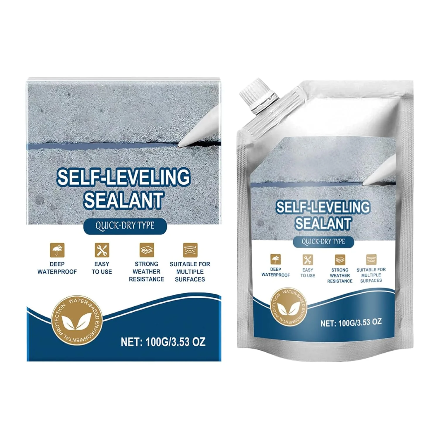 پرکننده ترک بتن - 100 گرم، درزگیر بتن ضد آب برای فضای باز، چسب گروتینگ سریع خشک شونده، پرکننده ترک سیمان مایع، ایده آل برای آب بندی ترک های سقف دیوار کف خانه، پوشش نامرئی