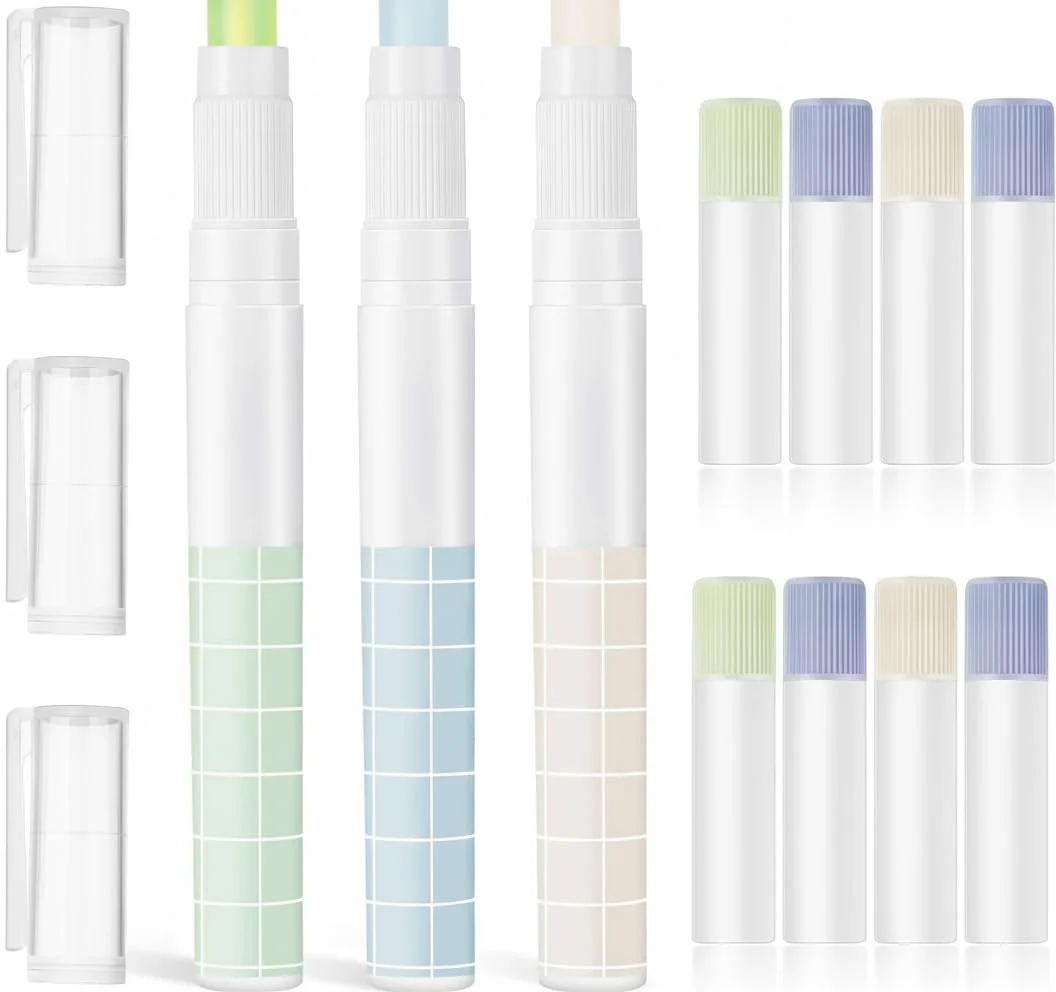 قلم چسب پارچه ای 3 عددی به همراه مخزن، چسب پارچه ای رنگی محلول در آب برای تکه دوزی کاغذی انگلیسی، چهل تکه دوزی، ابزار خیاطی، لحاف دوزی، گلدوزی، تکه چسبانی و پروژه های صنایع دستی (رنگ های متنوع)