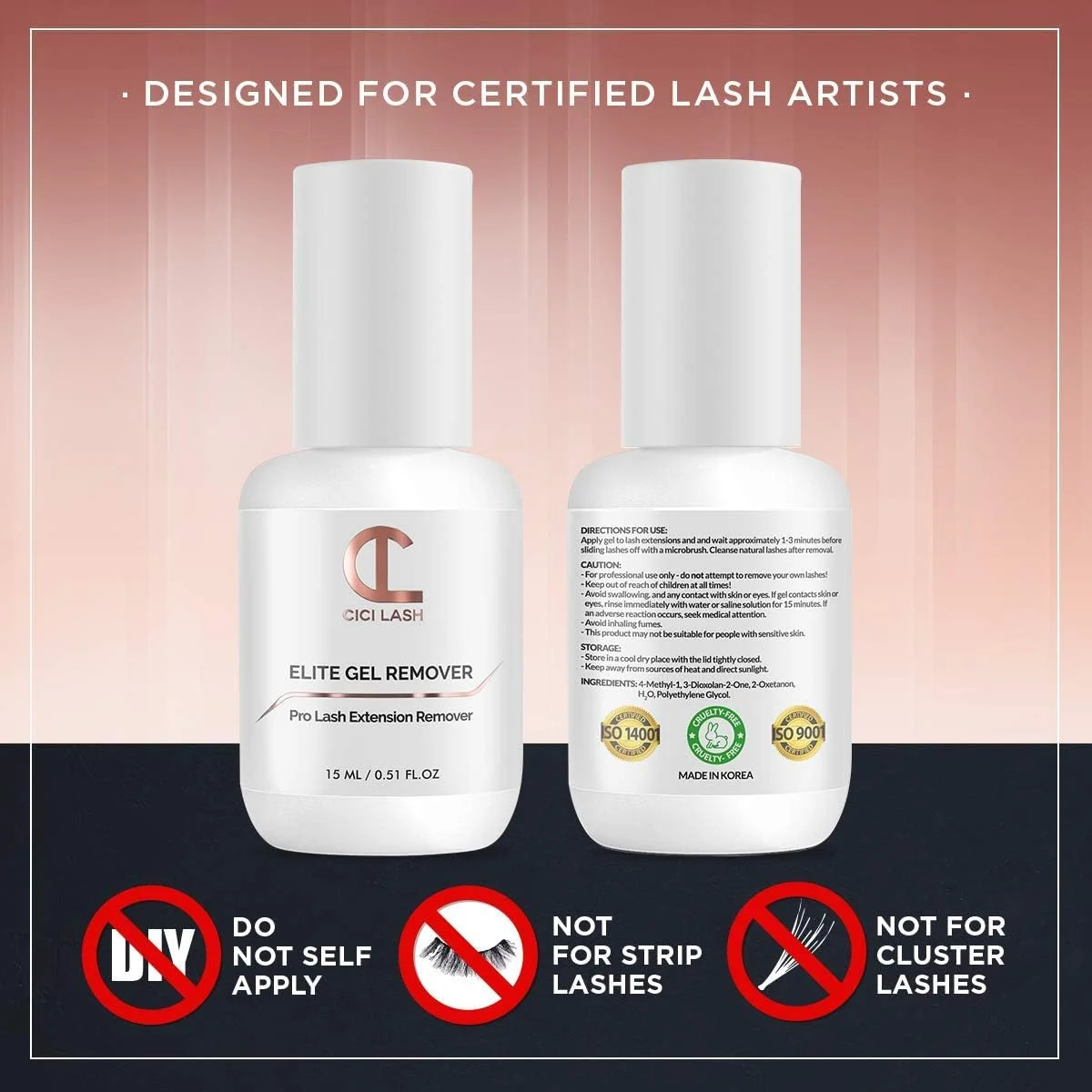 ژل ریموور اکستنشن مژه CICI Lash ELITE برای اکستنشن های حرفه ای | فوق العاده سریع (60 ثانیه) و آسان برای کنترل | ریموور چسب مژه عالی برای مژه های تکی مینک | لوازم ضروری 15 میلی لیتر