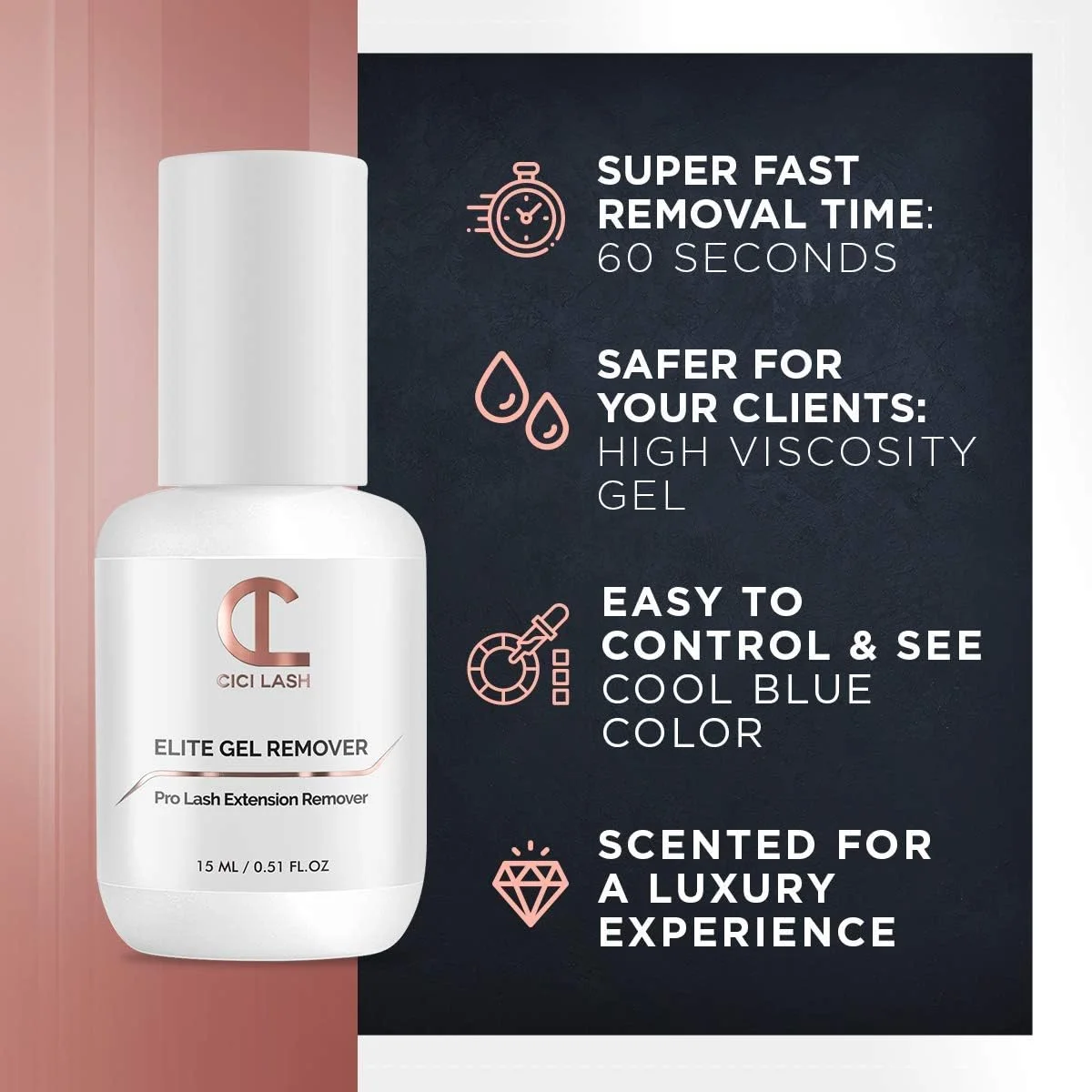 ژل ریموور اکستنشن مژه CICI Lash ELITE برای اکستنشن های حرفه ای | فوق العاده سریع (60 ثانیه) و آسان برای کنترل | ریموور چسب مژه عالی برای مژه های تکی مینک | لوازم ضروری 15 میلی لیتر