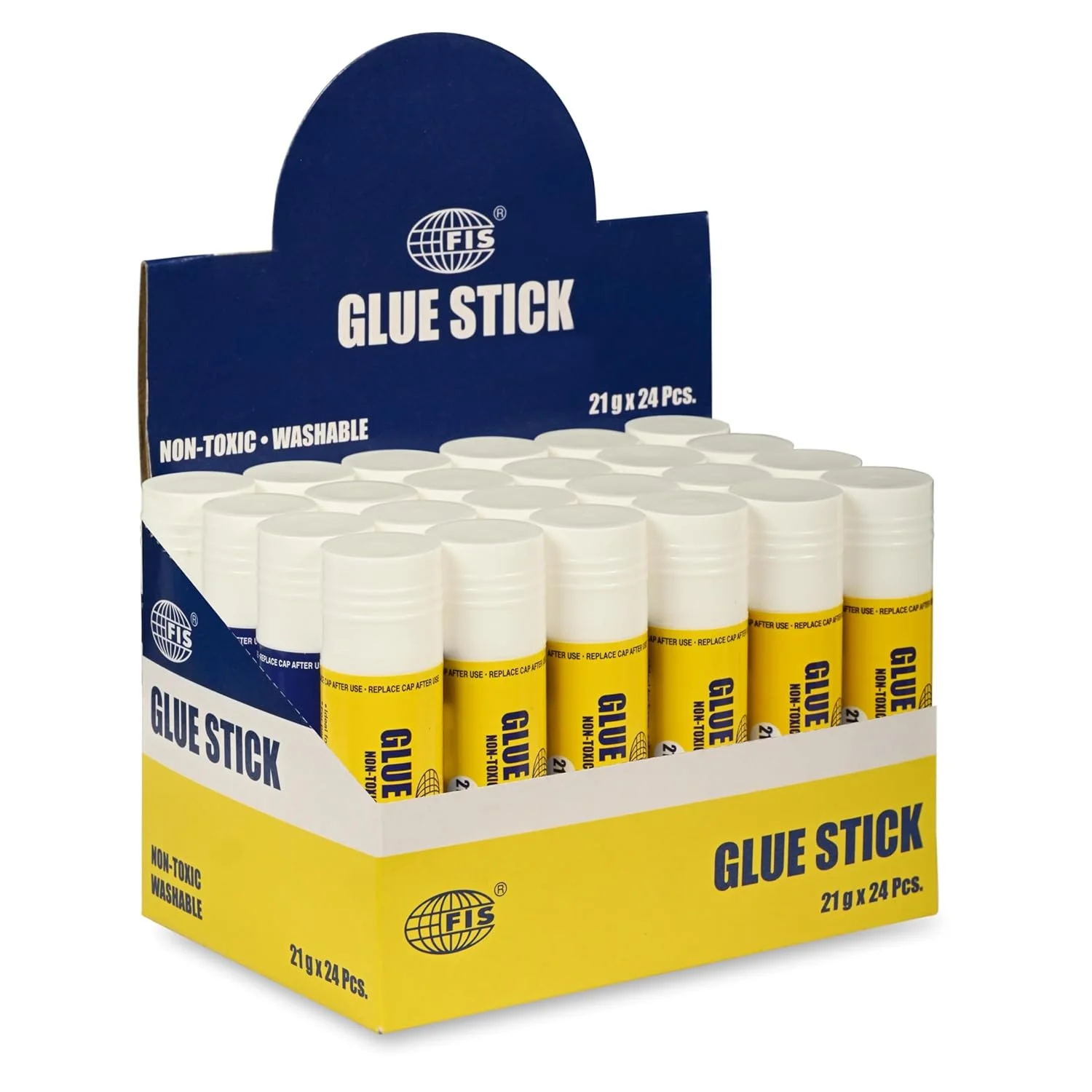 چسب ماتیکی سفید FIS (PVP)، اندازه 98x26 میلی متر، 21 گرم، غیر سمی و قابل شستشو، جعبه 24 عددی، ایده آل برای استفاده در مدرسه، خانه و محل کار - FSGLHA21CG