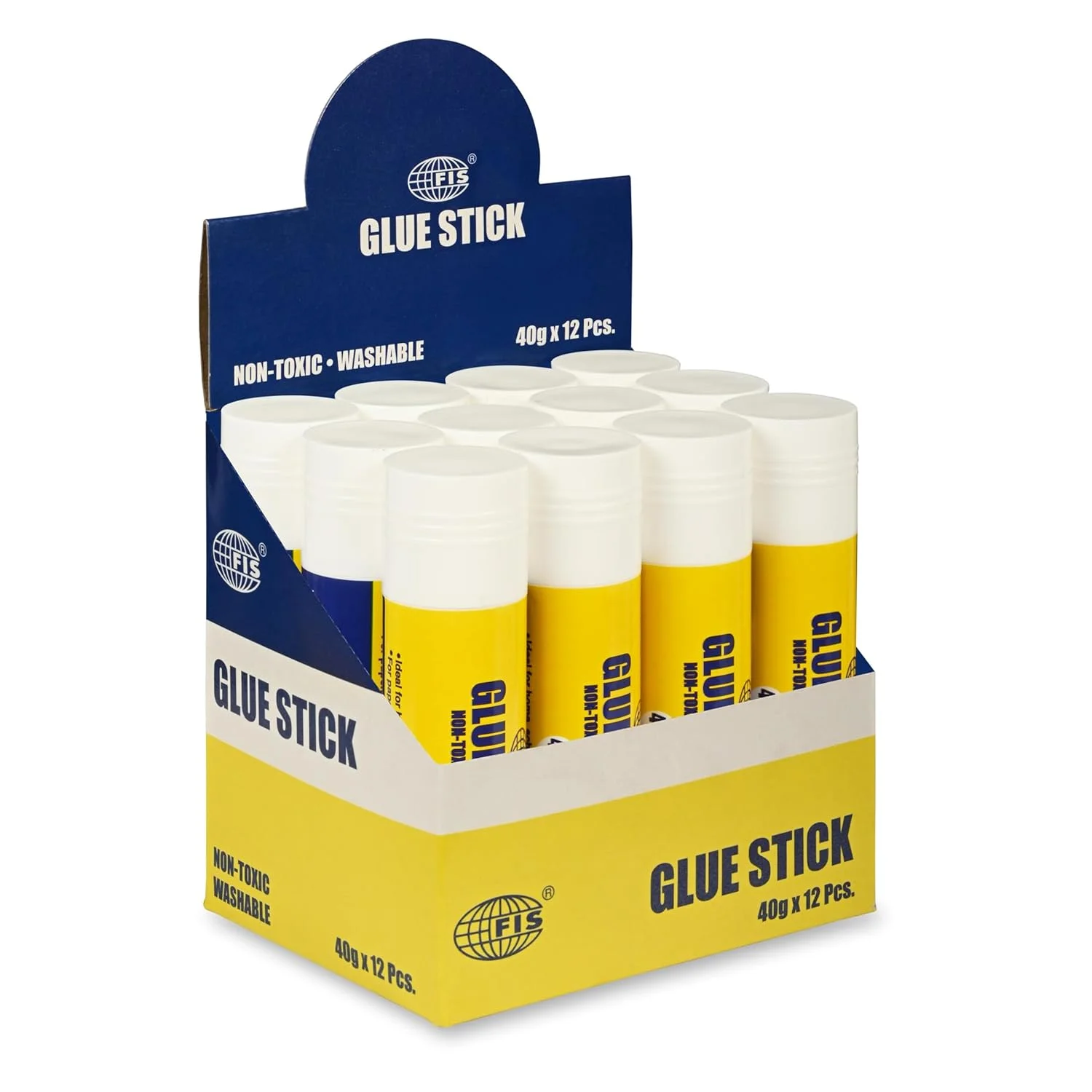 چسب ماتیکی سفید FIS (PVP)، اندازه 118.5x30 میلی متر، 40 گرم، غیر سمی و قابل شستشو، جعبه 12 عددی، ایده آل برای استفاده در مدرسه، خانه و دفتر کار - FSGLHA40CG