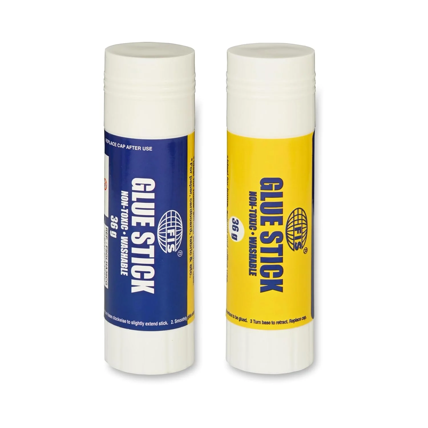 چسب ماتیکی سفید FIS (PVP)، سایز 112x30 میلی‌متر، 36 گرم، غیر سمی و قابل شستشو، جعبه 12 عددی، ایده‌آل برای استفاده در مدرسه، خانه و اداره - FSGLHA36CG