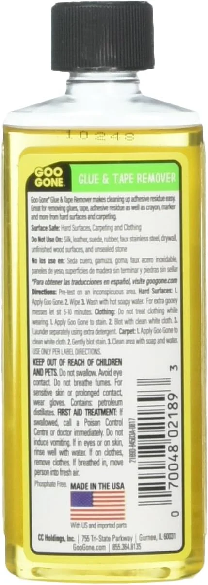 مایع پاک کننده چسب و نوار چسب گو گان - 4 اونس، پاک کننده چسب، استیکر، مداد شمعی، آدامس، برچسب های پنجره، اکلیل، برچسب و موارد دیگر