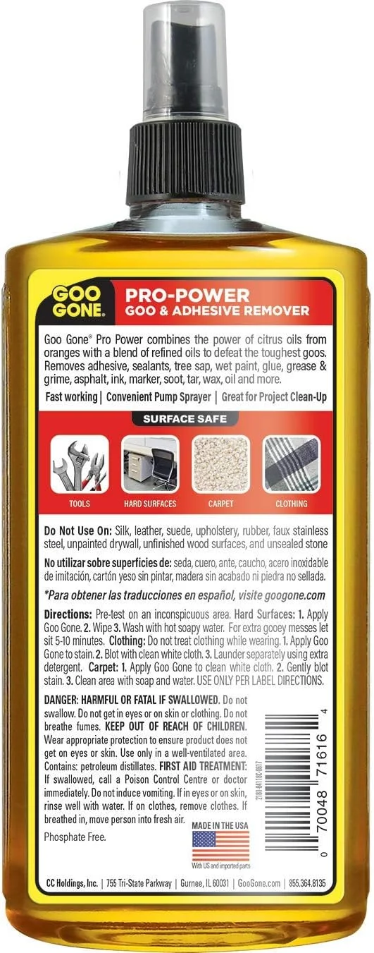 مایع پاک کننده چسب و لکه های سخت Goo Gone Pro-Power - حجم 473 میلی لیتر مایع پاک کننده چسب و لکه های سخت Goo Gone Pro-Power - حجم 473 میلی لیتر