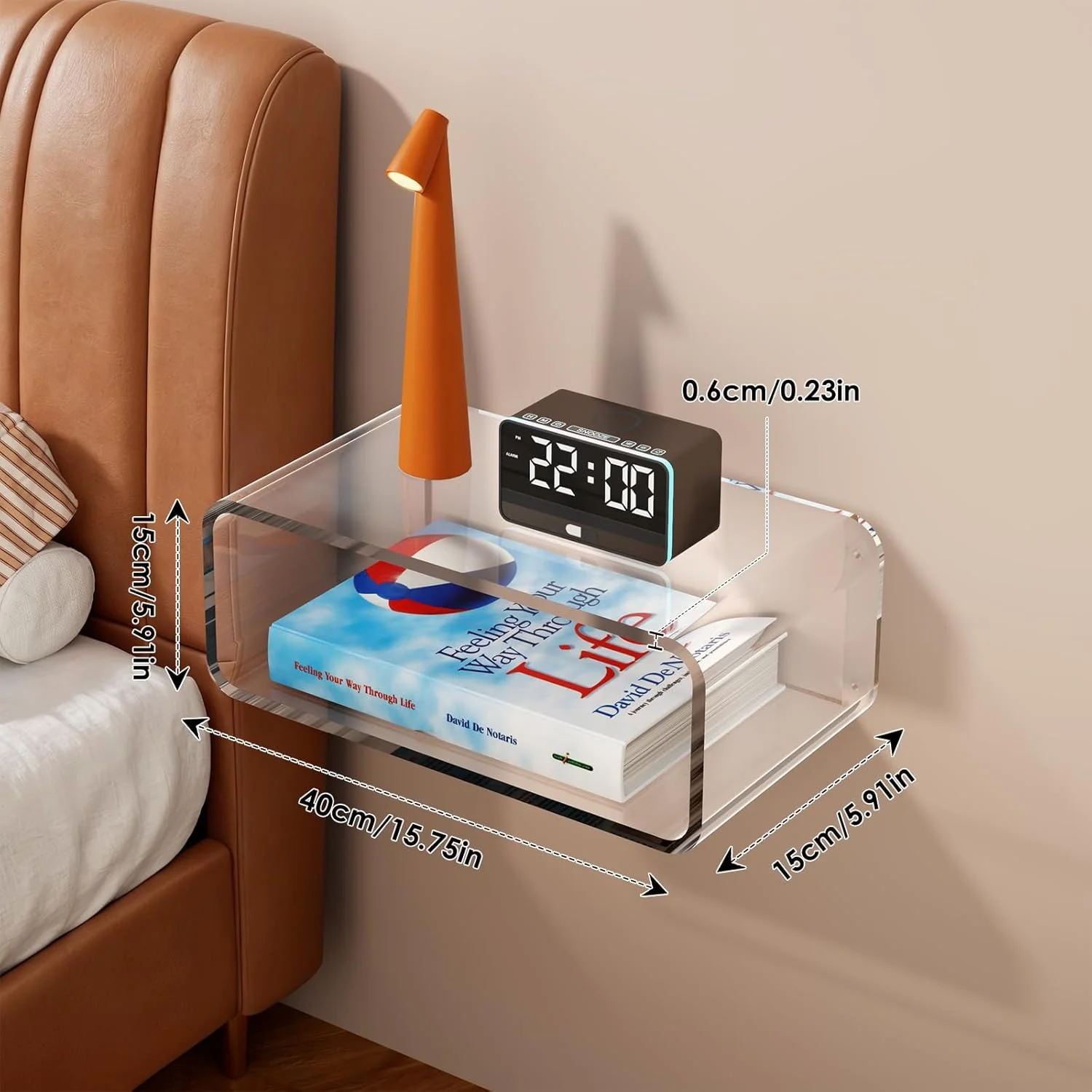 میز کنار تختی شناور شفاف اکریلیک - میز کنار تختی مدرن دیواری، طراحی فوق العاده مینیمالیستی و نامرئی، قفسه اکریلیک شفاف صرفه جویی در فضا با جلوه شناور خیره کننده برای اتاق خواب، دفتر و غیره. میز کنار تختی شناور شفاف اکریلیک - میز کنار تختی مدرن دیواری، طراحی فوق العاده مینیمالیستی و نامرئی، قفسه اکریلیک شفاف صرفه جویی در فضا با جلوه شناور خیره کننده برای اتاق خواب، دفتر و غیره.