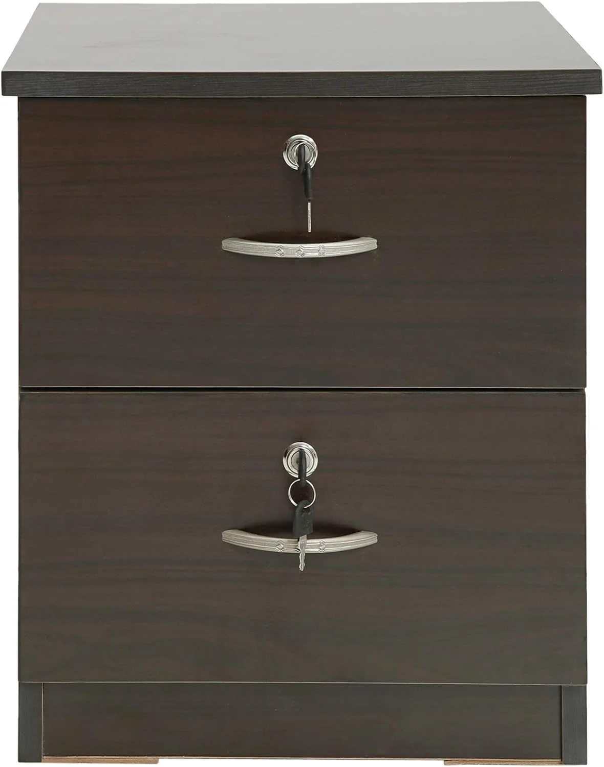 میز کنار تختی AFT با 2 کشوی قفل دار، گردویی تیره - 40 سانتی متر (طول) x 40 سانتی متر (عرض) x 45 سانتی متر (ارتفاع)