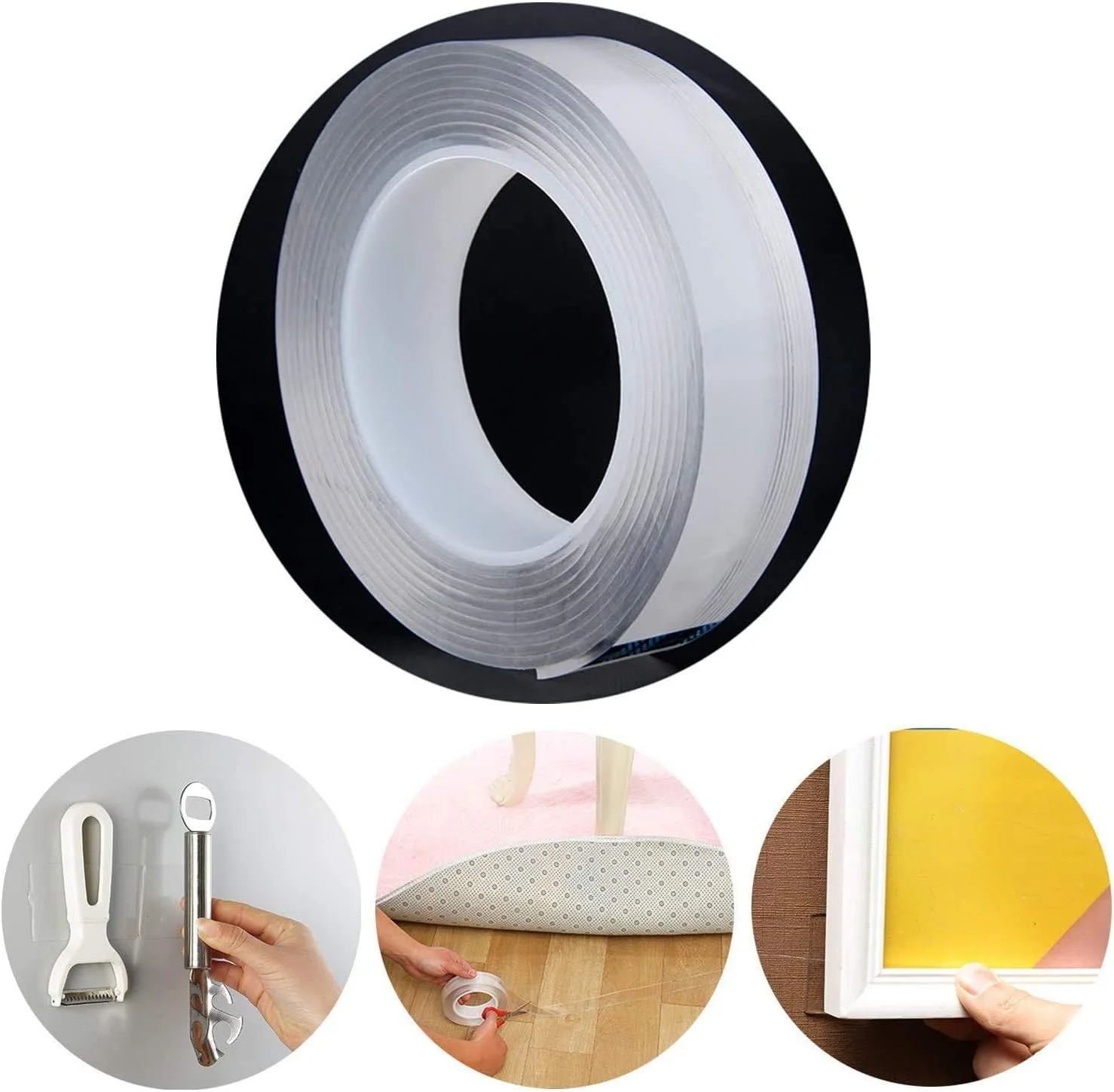 چسب نواری دو طرفه نانو چند منظوره قابل شستشو و استفاده مجدد GHONLZIN (شفاف، 3 متر)