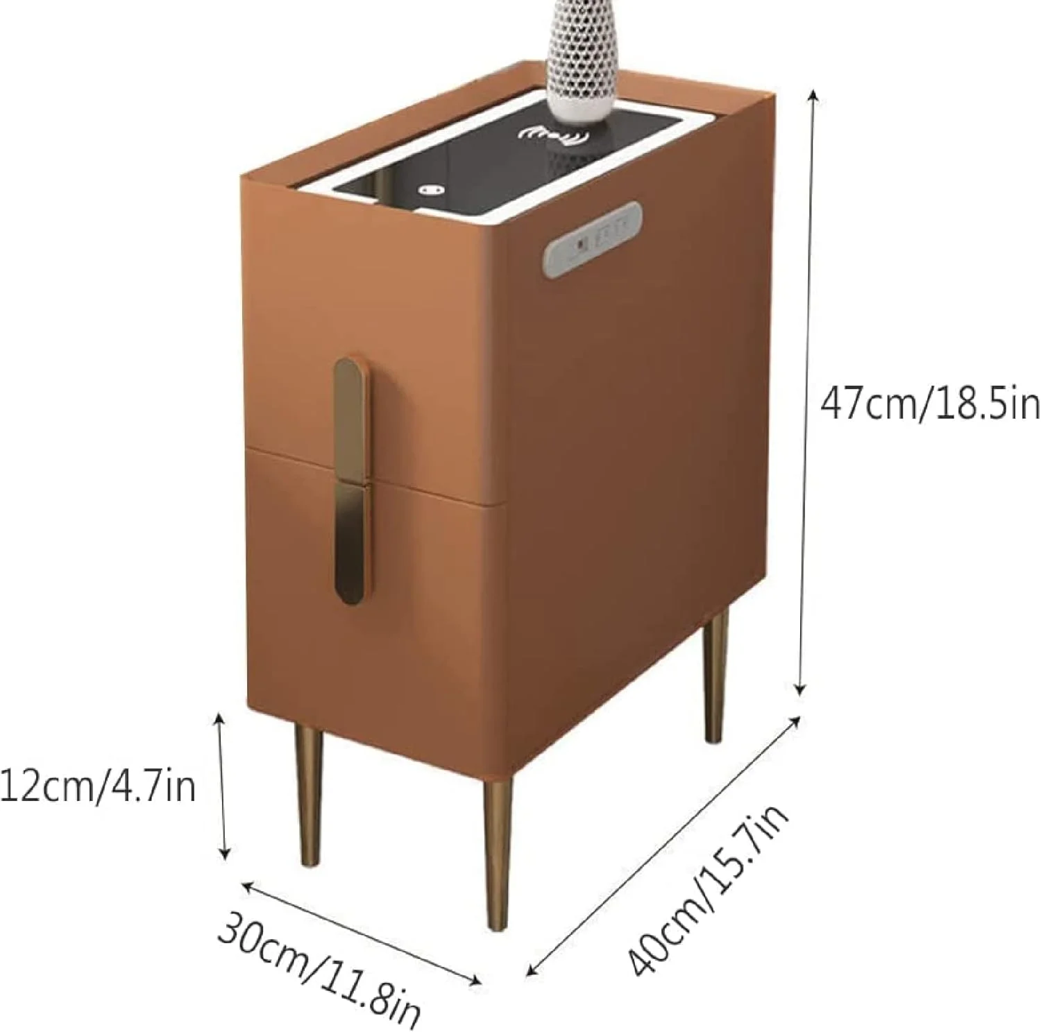 میز کنار تختی هوشمند ADORZ، میز شب مدرن لوکس با نور LED و 2 کشو، دارای 3 حالت نورپردازی و پایه های فلزی، پورت شارژ بی سیم USB، مناسب برای اتاق خواب و اتاق نشیمن