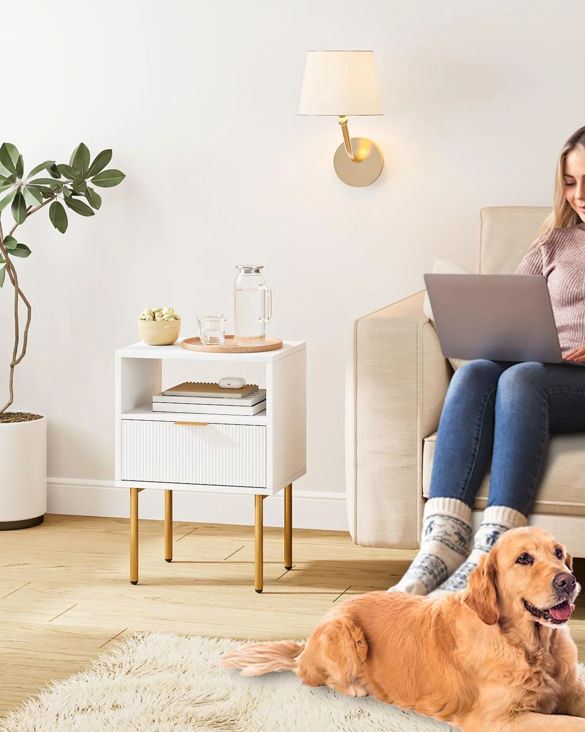 میز کنار تختی AEPOALUA، میز کنار تخت مدرن با قاب طلایی، میز کنار تختی کوچک سفید، میز انتهایی، مبلمان کنار تخت، میز جانبی با کشو و قفسه برای اتاق خواب، اتاق نشیمن (1 کشو، سفید) میز کنار تختی AEPOALUA، میز کنار تخت مدرن با قاب طلایی، میز کنار تختی کوچک سفید، میز انتهایی، مبلمان کنار تخت، میز جانبی با کشو و قفسه برای اتاق خواب، اتاق نشیمن (1 کشو، سفید)