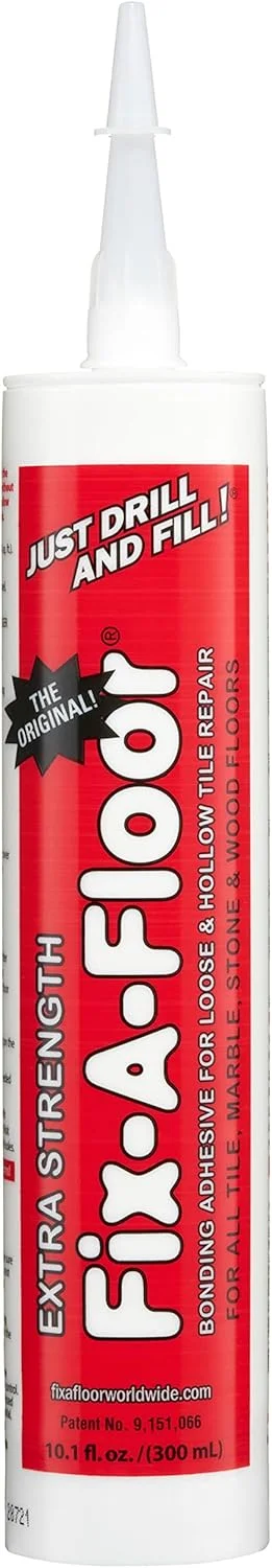 چسب اتصال دهنده فوق العاده قوی Fix-A-Floor برای کاشی های شل و توخالی، چوب، LVT و لمینت. شامل نوک ثبت شده قابل تنظیم 2 میلی متری + درپوش محافظ