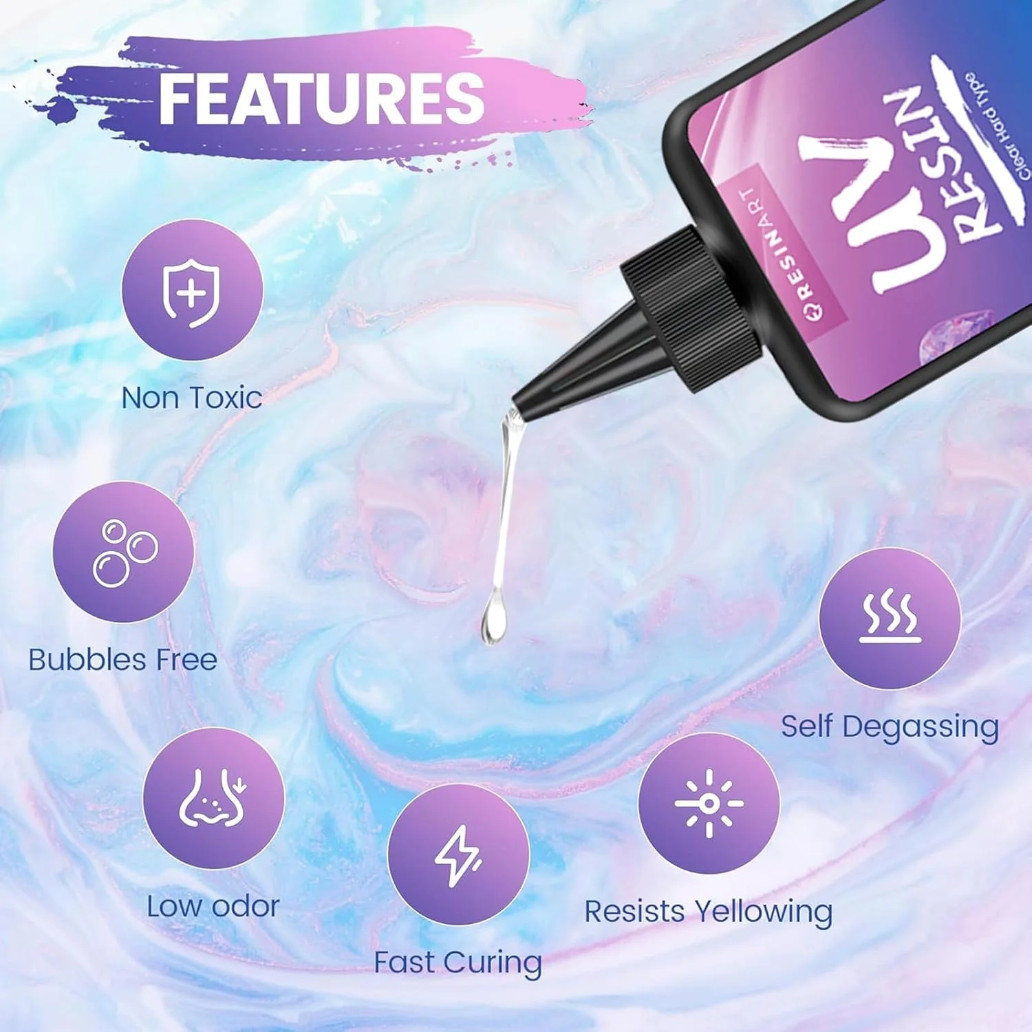 رزین UV 300 گرمی GEEEKART، کیت رزین UV ارتقا یافته با پخت سریع، شفافیت کریستالی بالا، بدون بو، رزین فعال شده با نور خورشید برای ساخت جواهرات DIY، ریخته گری و پوشش صنایع دستی