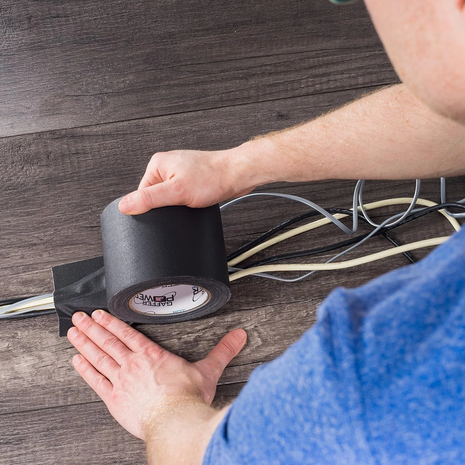 نوار گافر پاور حرفه ای درجه یک ساخت آمریکا، نوار فوق العاده قوی چند منظوره غیر بازتابنده، بهتر از نوار چسب! 4 اینچ در 30 یارد، مشکی