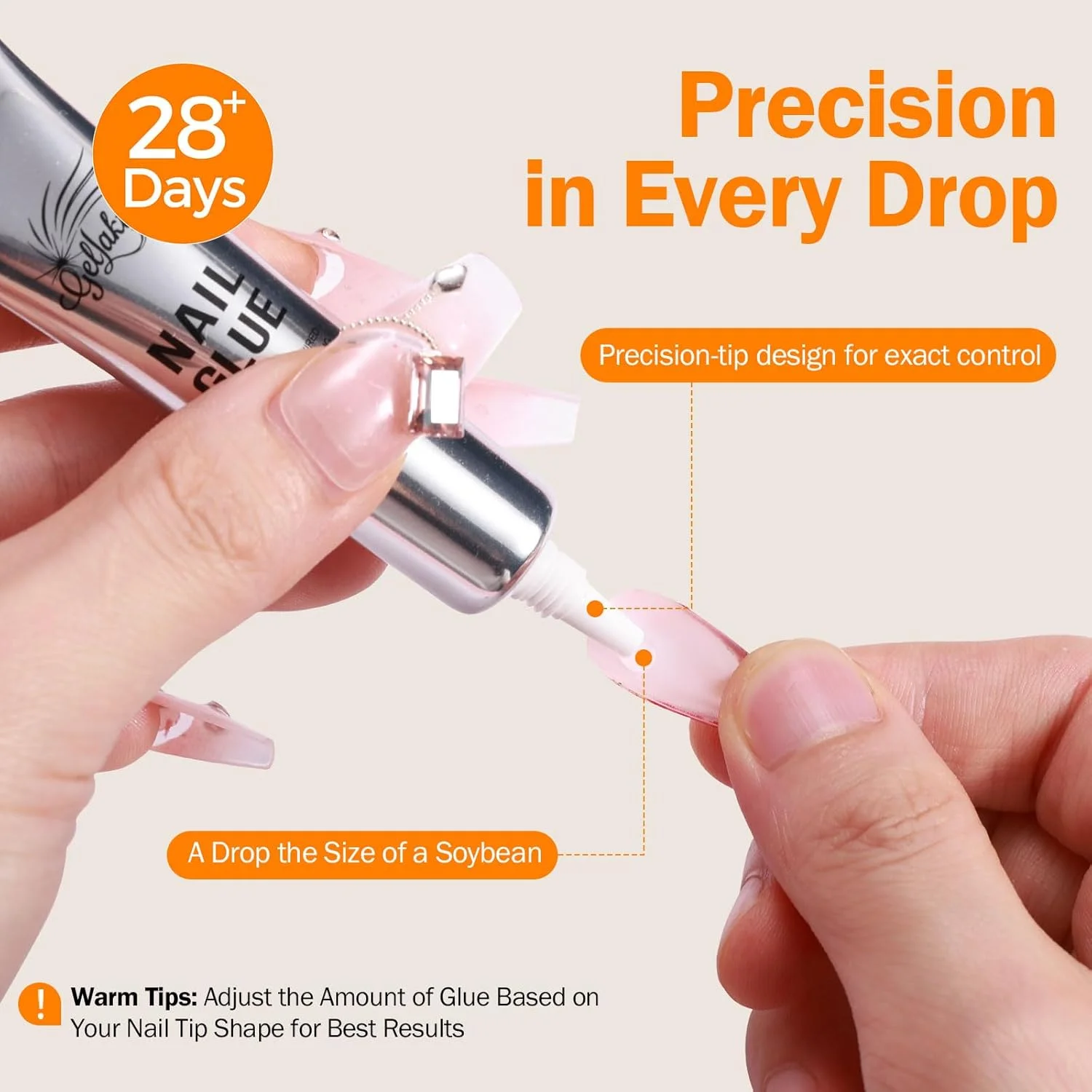 چسب ناخن 10 گرمی ژلاکتیک برای ناخن های مصنوعی - فوق العاده قوی، خشک شدن سریع، چسب بادوام برای ناخن ها و نوک های اکریلیک مصنوعی، بدون نیاز به نور UV، شامل ریموور چسب ناخن برای نوک های مصنوعی