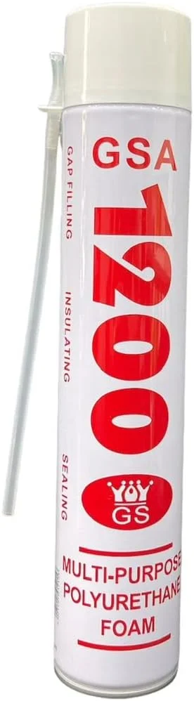 فوم پلی یورتان GSA 1200 - فوم اسپری برای پر کردن شکاف ها - فوم پلی یورتان عایق هوا و صدا - فوم چند منظوره برای آب بندی و عایق کاری - فوم منبسط شونده برای بستن ترک ها (750 میلی لیتر)