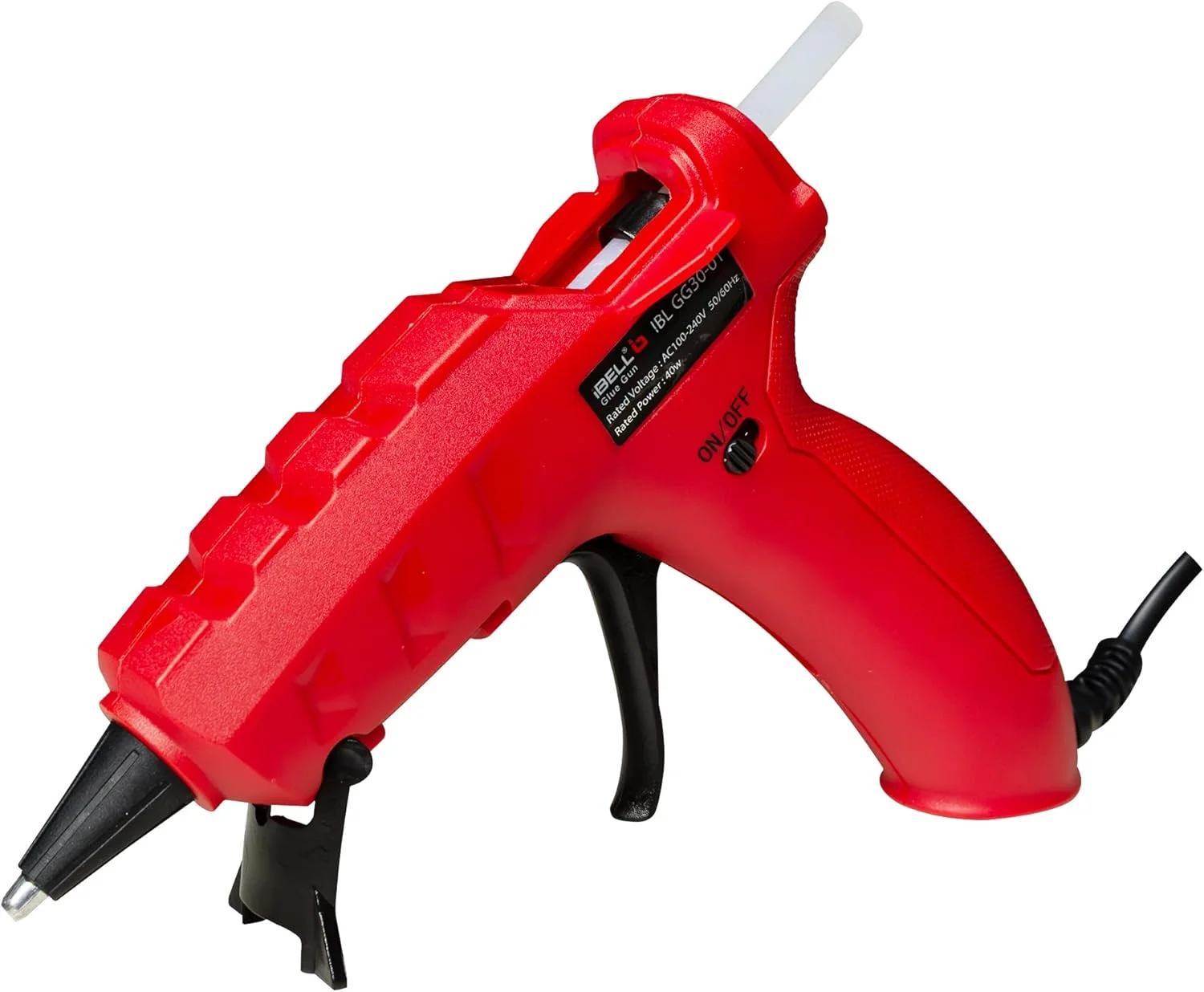 تفنگ چسب حرارتی ایبل مدل GG30-01، 40 وات، دمای بالا، مناسب کارهای سنگین به همراه چسب (سایز: 7 میلی‌متر)
