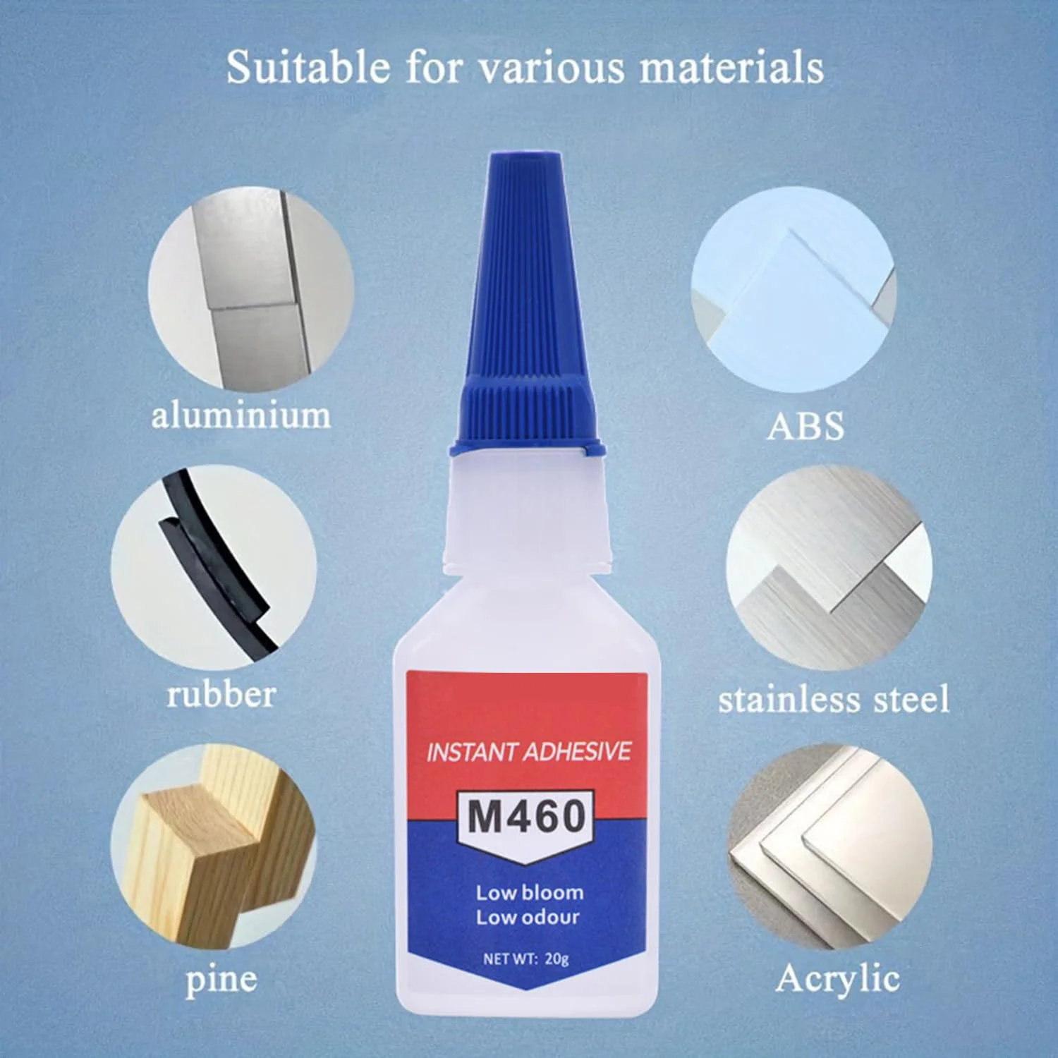 چسب قطره ای فوری سوپر گلو M406، بسته 2 عددی چسب قوی شفاف برای چسباندن لاستیک، چوب، پلاستیک، فلز، تعمیر و نگهداری