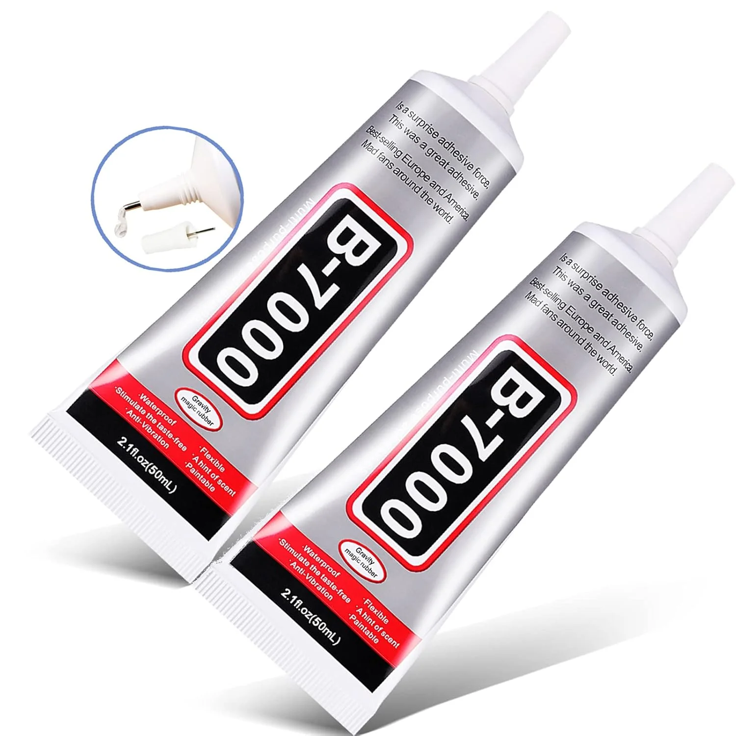 چسب HQMaster B-7000 حجم 50 میلی لیتر (1.7oz) با سری های دقیق، چسب مناسب برای صنایع دستی، ساخت زیورآلات، تعمیر صفحه نمایش گوشی، چسباندن لاستیک های RC