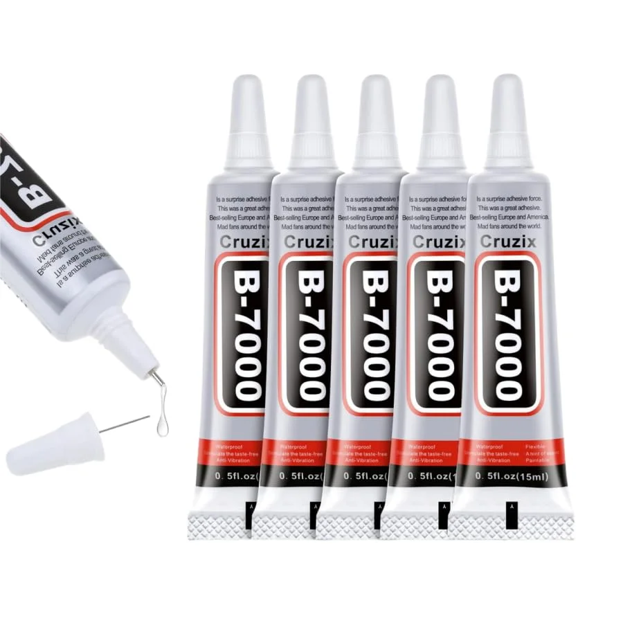 چسب فوق العاده JASORA B-7000 - چسب صنعتی با ویسکوزیته بالا و نیمه روان برای صنایع دستی، لباس، کفش، جواهرسازی، تلفن های همراه، تبلت، چوب، لاستیک، چرم؛ چسب شفاف (5x15 میلی لیتر)