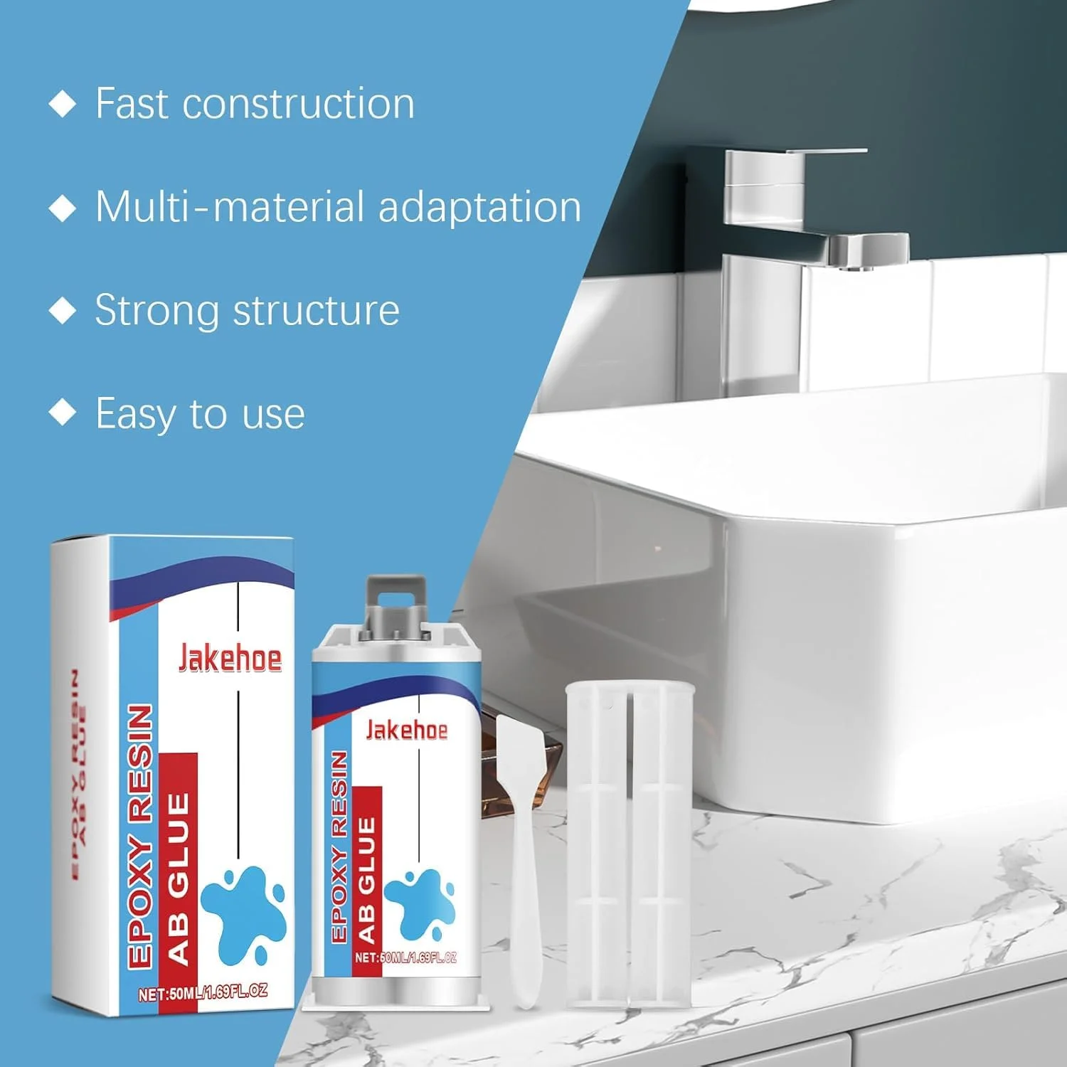 چسب ضد آب چند منظوره KASTWAVE، چسب اپوکسی شفاف با تعمیر سریع 5 دقیقه ای، چسب فوق العاده AB با لوازم جانبی، پرکننده مایع با مقاومت بالا برای پلاستیک، فلز، چوب، سرامیک، ماهیگیری