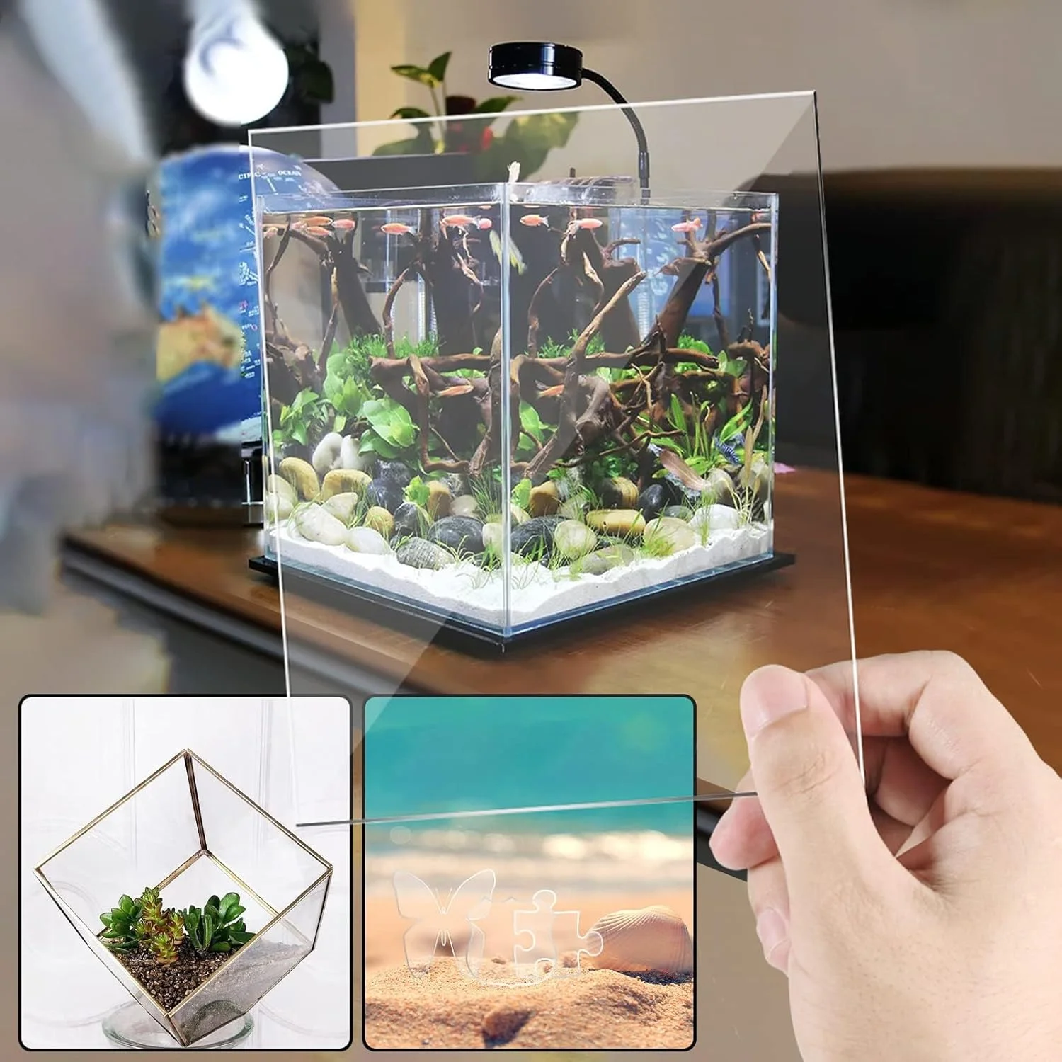 ورق اکریلیک KASTWAVE، بسته 10 عددی ورق پلکسی گلاس شفاف، ورق پلاستیکی 1 میلی متری برای نقاشی، جایگزینی شیشه قاب عکس، تخته های پانل مربعی، ویترین نمایش، چاپ، کاردستی DIY (18x13 سانتی متر)