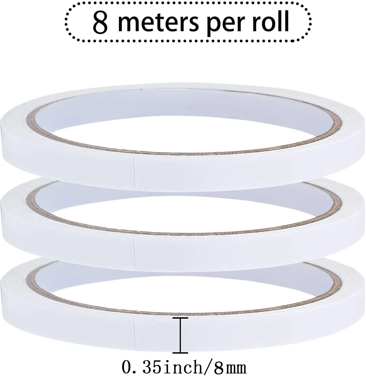 چسب دو طرفه جیاهسو، 4 رول چسب صنایع دستی، چسب نواری قوی برای هدایای DIY، عکس ها، اسناد، کاغذ دیواری، عرض: 8 میلی متر (0.31 اینچ)، طول: 8 متر (26 فوت)