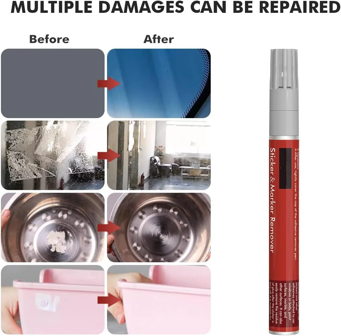 قلم پاک کننده چسب KASTWAVE، قلم پاک کننده با ابزار برچسب برداری، بدون باقی مانده، پاک کننده سریع چسب، نوار چسب، قیر، موم و بقایای چسب