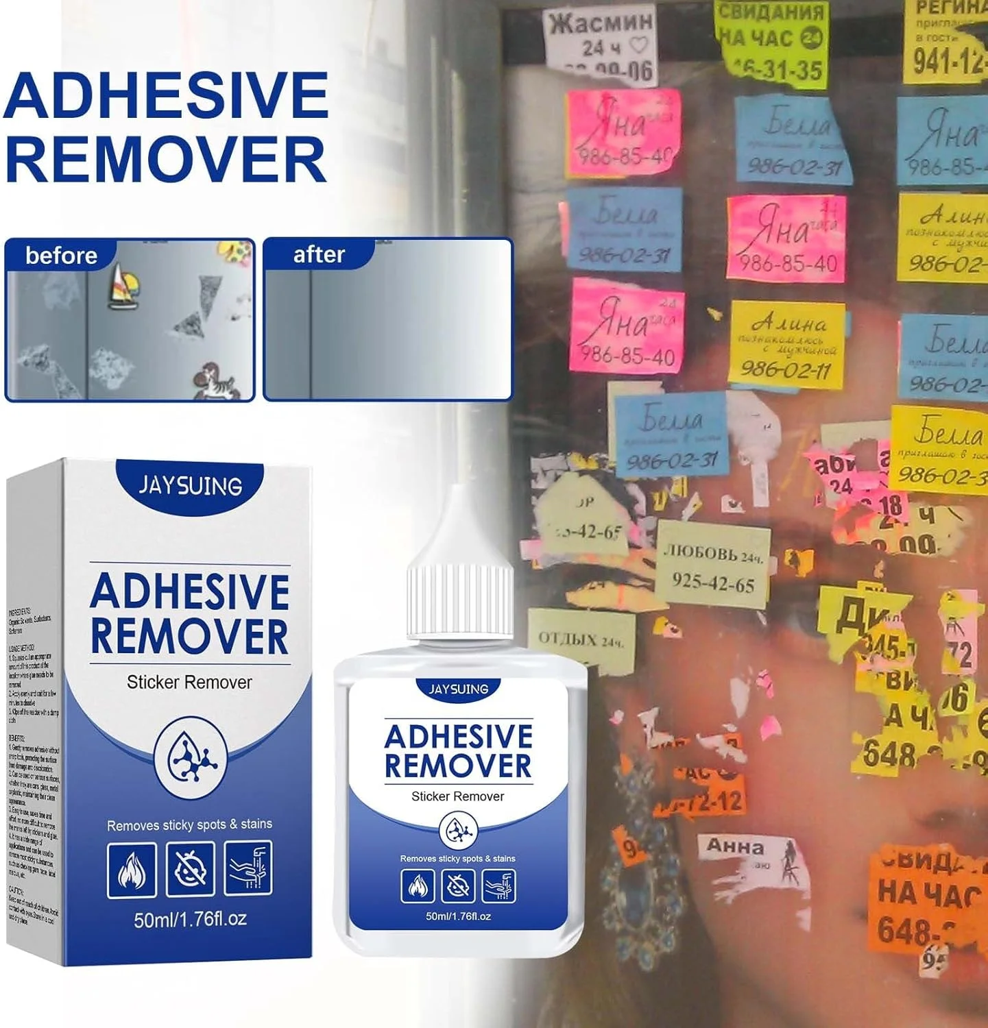 محلول پاک کننده چسب چند منظوره KASTWAVE، 50 میلی لیتر، پاک کننده آسان برچسب برای خودرو، پنجره، پاک کننده قوی بقایای چسبناک برای خانه، خودرو، ایمن بر روی سطوح، بدون خراش، بدون آسیب