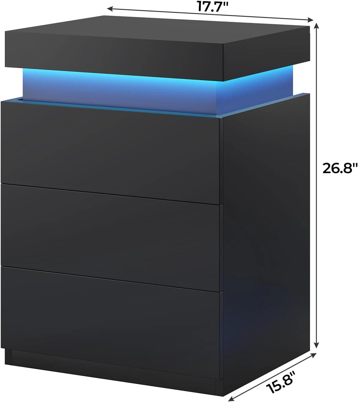 ست 2 عددی میز پاتختی LED مدل BTHFST، میز کنار تختی برای اتاق خواب، میز پاتختی با ایستگاه شارژ و رویه کشویی، میز کنار تخت با پریز برق و کشو، میز عسلی مدرن (مشکی)
