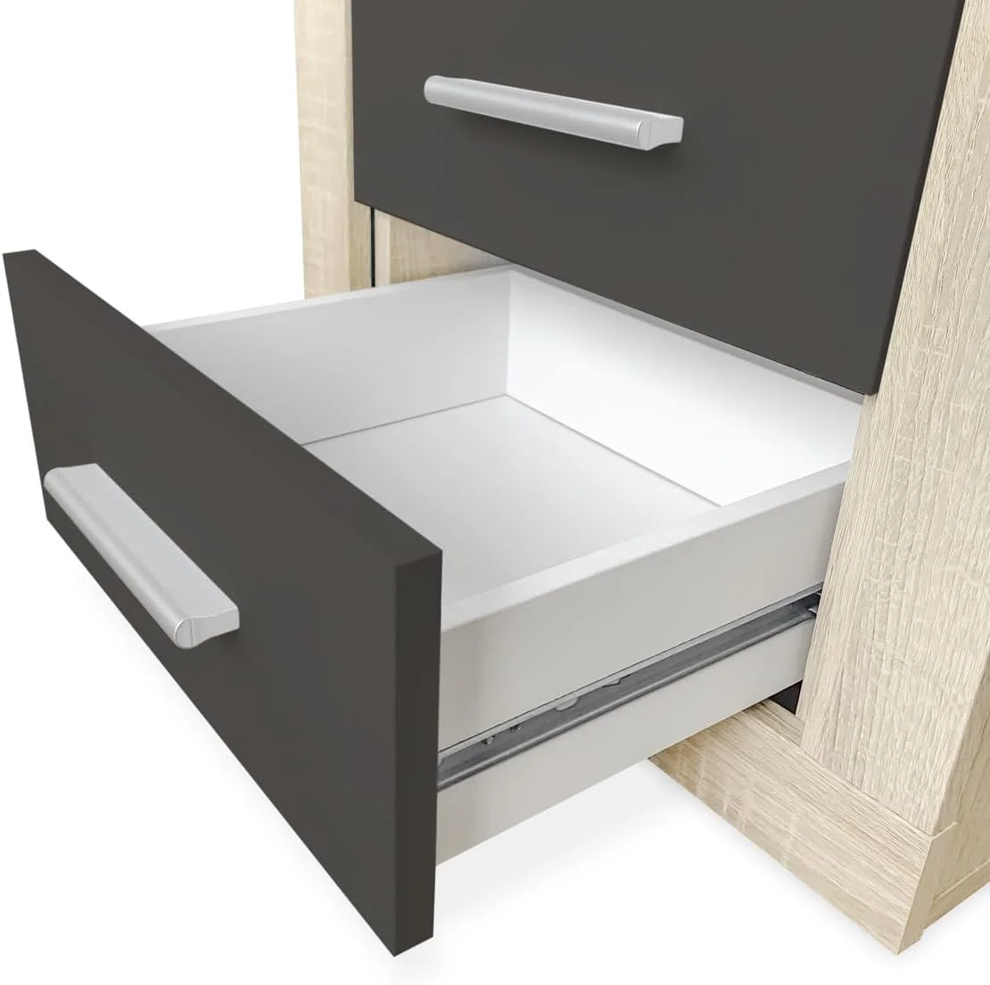 میز کنار تختی Mattfy Cambria و Graphite به سبک نوردیک با 3 کشو، طراحی کاربردی و شیک، رنگی، چوبی، 50 سانتی متر (عرض) x 60.5 سانتی متر (ارتفاع) x 34.5 سانتی متر (عمق)