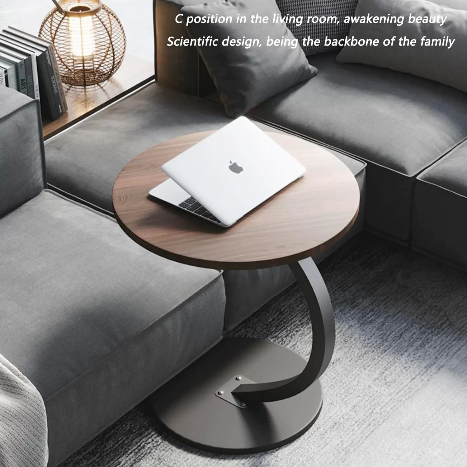 میز عسلی کنار مبل BOBBYQ، میز کنار تختی، میز عسلی C شکل، میز کنار تختی با قاب فلزی با مونتاژ آسان، میز چند منظوره قابل حمل (مدل 1)