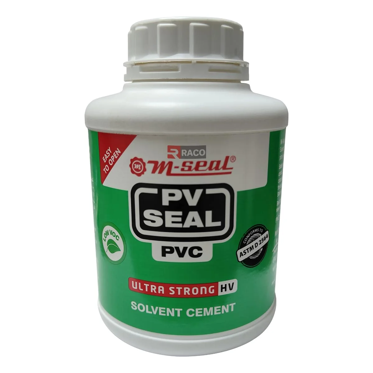 چسب پی وی سی فوق العاده قوی RACO M-Seal PV Seal با برس، ضد آب برای اتصال لوله های پی وی سی در لوله کشی، آبیاری و ساخت و ساز (473 میلی لیتر)