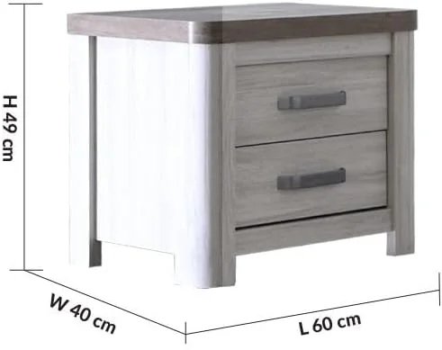 میز کنار تختی دانوب هوم مدل Olivos | میز کنار تختی چند منظوره | میز عسلی کم جا با فضای ذخیره سازی | مبلمان مدرن برای اتاق خواب، ابعاد 60x40x49 سانتی متر - خاکستری/بلوطی میز کنار تختی دانوب هوم مدل Olivos | میز کنار تختی چند منظوره | میز عسلی کم جا با فضای ذخیره سازی | مبلمان مدرن برای اتاق خواب، ابعاد 60x40x49 سانتی متر - خاکستری/بلوطی