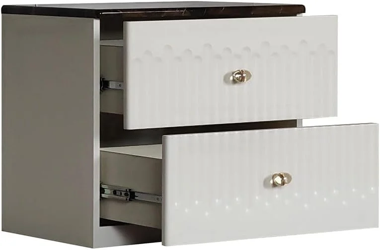 میز کنار تختی 2 کشو دانوب هوم مدل Naples | میز کنار تختی چند منظوره | میز کنار تختی کم جا | مبلمان مدرن برای اتاق خواب، ابعاد L54.7xW39.6xH50cm - بژ/سنگی میز کنار تختی 2 کشو دانوب هوم مدل Naples | میز کنار تختی چند منظوره | میز کنار تختی کم جا | مبلمان مدرن برای اتاق خواب، ابعاد L54.7xW39.6xH50cm - بژ/سنگی