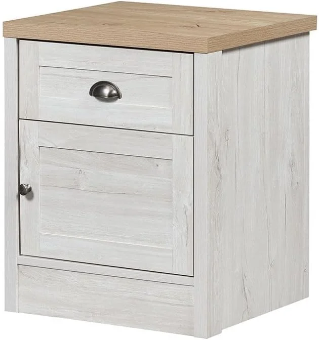 میز کنار تختی یک کشو و یک درب کمبریج Danube Home | میز کنار تختی چند منظوره | میز کنار تختی کم جا | مبلمان مدرن برای اتاق خواب L45xW40xH60cm - بلوط و بلوط سفید میز کنار تختی یک کشو و یک درب کمبریج Danube Home | میز کنار تختی چند منظوره | میز کنار تختی کم جا | مبلمان مدرن برای اتاق خواب L45xW40xH60cm - بلوط و بلوط سفید