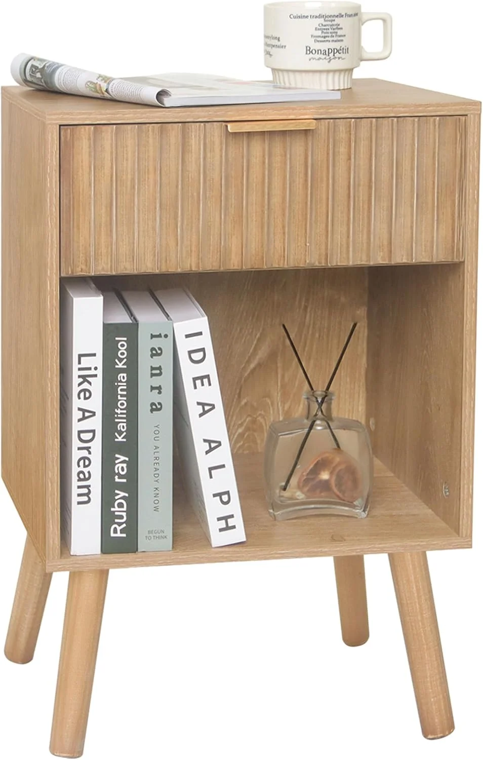 میز کنار تختی Fultyle با کشو، میز کنار تختی با طراحی اواسط قرن، میز کنار تخت مدرن شیاردار مناسب اتاق خواب، مبلمان اتاق نشیمن برای فضاهای کوچک، دفتر کار (گردویی روستیک) میز کنار تختی Fultyle با کشو، میز کنار تختی با طراحی اواسط قرن، میز کنار تخت مدرن شیاردار مناسب اتاق خواب، مبلمان اتاق نشیمن برای فضاهای کوچک، دفتر کار (گردویی روستیک)