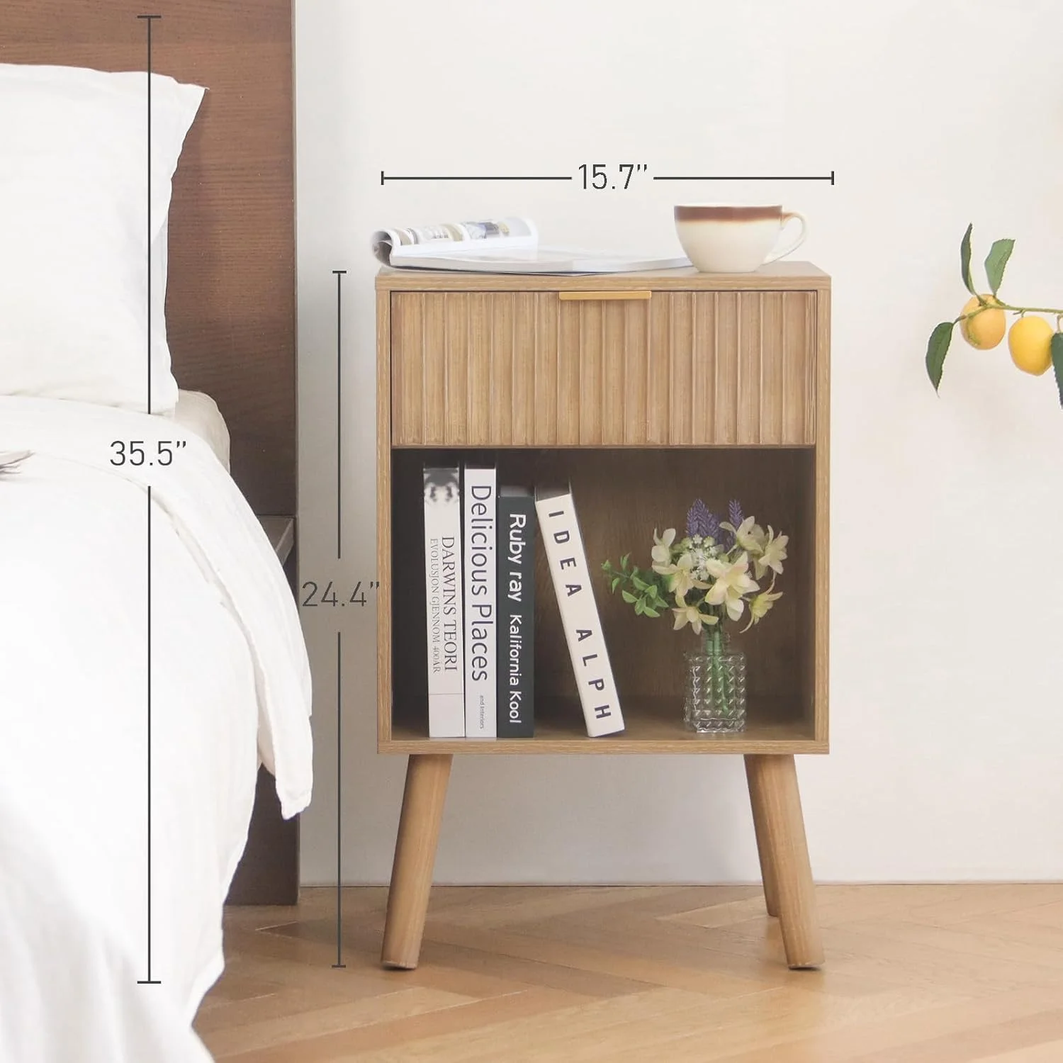 میز کنار تختی Fultyle با کشو، میز کنار تختی با طراحی اواسط قرن، میز کنار تخت مدرن شیاردار مناسب اتاق خواب، مبلمان اتاق نشیمن برای فضاهای کوچک، دفتر کار (گردویی روستیک) میز کنار تختی Fultyle با کشو، میز کنار تختی با طراحی اواسط قرن، میز کنار تخت مدرن شیاردار مناسب اتاق خواب، مبلمان اتاق نشیمن برای فضاهای کوچک، دفتر کار (گردویی روستیک)