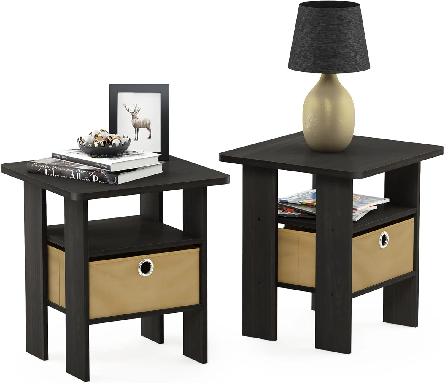 فورینو آندری ست 2 عددی میز عسلی / میز کنار تختی با کشو سطل زباله، قهوه ای اسپرسو فورینو آندری ست 2 عددی میز عسلی / میز کنار تختی با کشو سطل زباله، قهوه ای اسپرسو