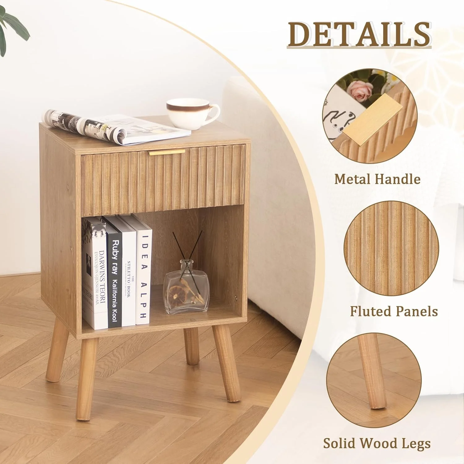 میز کنار تختی Fultyle با کشو، میز کنار تختی با طراحی اواسط قرن، میز کنار تخت مدرن شیاردار مناسب اتاق خواب، مبلمان اتاق نشیمن برای فضاهای کوچک، دفتر کار (گردویی روستیک) میز کنار تختی Fultyle با کشو، میز کنار تختی با طراحی اواسط قرن، میز کنار تخت مدرن شیاردار مناسب اتاق خواب، مبلمان اتاق نشیمن برای فضاهای کوچک، دفتر کار (گردویی روستیک)