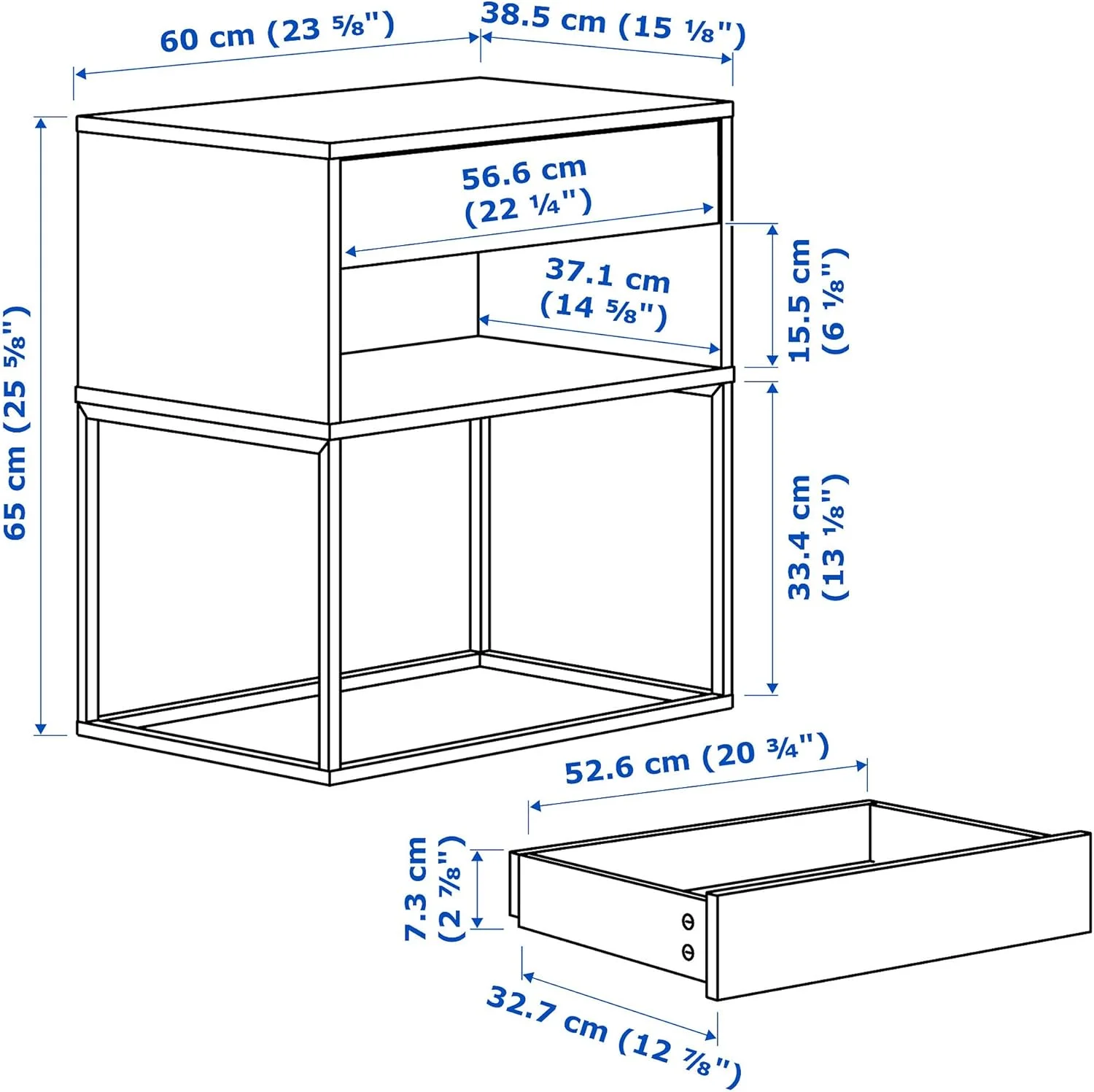 میز کنار تختی ایکیا مدل VIKHAMMER ابعاد 60x39x65 سانتی متر، مشکی میز کنار تختی ایکیا مدل VIKHAMMER ابعاد 60x39x65 سانتی متر، مشکی