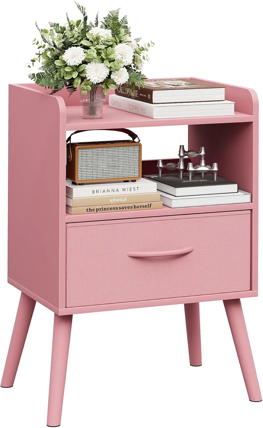 میز پاتختی Huhote با قفسه باز، میز کنار تختی با کشو، میزهای عسلی، میز کنار تخت با پایه های چوبی محکم، میزهای پاتختی اواسط قرن برای اتاق خواب، مبل، فضاهای کوچک (صورتی) میز پاتختی Huhote با قفسه باز، میز کنار تختی با کشو، میزهای عسلی، میز کنار تخت با پایه های چوبی محکم، میزهای پاتختی اواسط قرن برای اتاق خواب، مبل، فضاهای کوچک (صورتی)