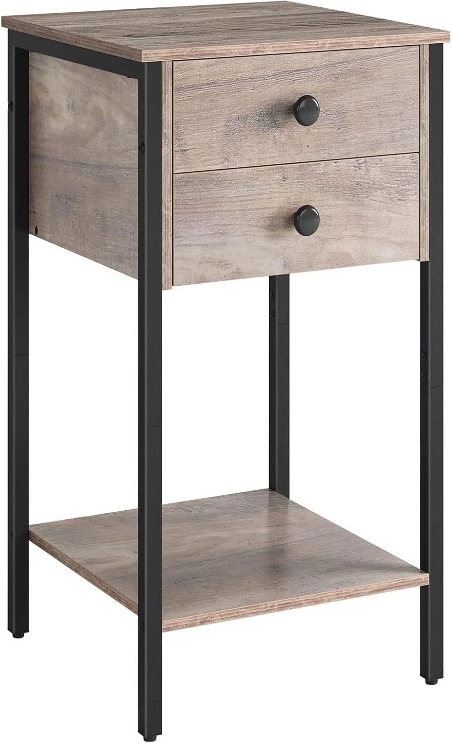 میز پاتختی بلند هووبرو، میز کنار تختی با 2 کشو و قفسه ذخیره سازی، میز تلفن صنعتی برای اتاق نشیمن، اتاق مطالعه، اتاق خواب، صرفه جویی در فضا، مونتاژ آسان، خاکستری مایل به قهوه ای و مشکی BG72BZ01 میز پاتختی بلند هووبرو، میز کنار تختی با 2 کشو و قفسه ذخیره سازی، میز تلفن صنعتی برای اتاق نشیمن، اتاق مطالعه، اتاق خواب، صرفه جویی در فضا، مونتاژ آسان، خاکستری مایل به قهوه ای و مشکی BG72BZ01