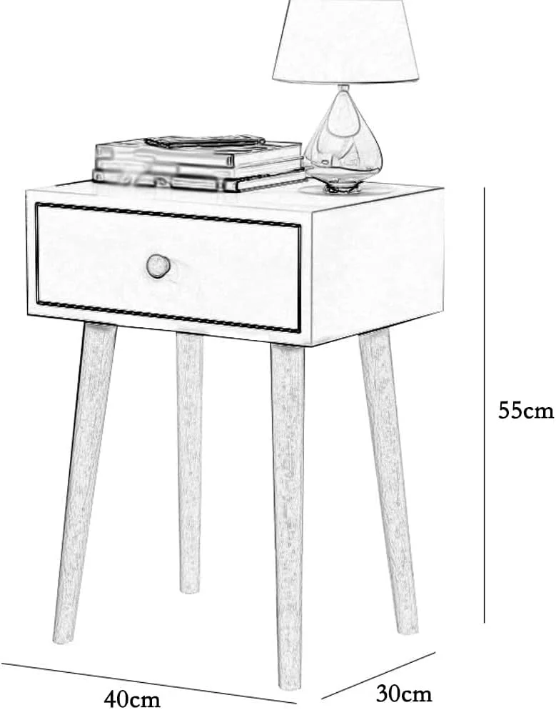 میز پاتختی چوبی مدرن HYTTER با کشو، میز کنار تختی کوچک اتاق خواب، میز عسلی سفید کنار تخت برای اتاق خواب (1 عدد، تک کشو) میز پاتختی چوبی مدرن HYTTER با کشو، میز کنار تختی کوچک اتاق خواب، میز عسلی سفید کنار تخت برای اتاق خواب (1 عدد، تک کشو)