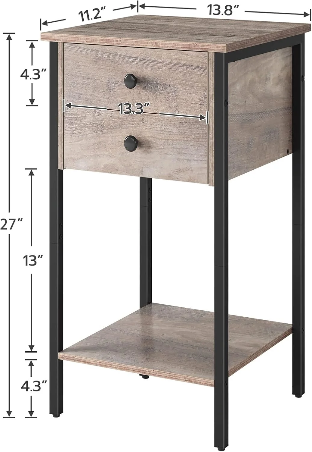 میز پاتختی بلند هووبرو، میز کنار تختی با 2 کشو و قفسه ذخیره سازی، میز تلفن صنعتی برای اتاق نشیمن، اتاق مطالعه، اتاق خواب، صرفه جویی در فضا، مونتاژ آسان، خاکستری مایل به قهوه ای و مشکی BG72BZ01 میز پاتختی بلند هووبرو، میز کنار تختی با 2 کشو و قفسه ذخیره سازی، میز تلفن صنعتی برای اتاق نشیمن، اتاق مطالعه، اتاق خواب، صرفه جویی در فضا، مونتاژ آسان، خاکستری مایل به قهوه ای و مشکی BG72BZ01