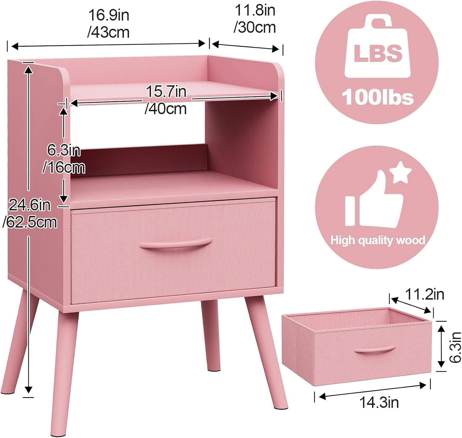 میز پاتختی Huhote با قفسه باز، میز کنار تختی با کشو، میزهای عسلی، میز کنار تخت با پایه های چوبی محکم، میزهای پاتختی اواسط قرن برای اتاق خواب، مبل، فضاهای کوچک (صورتی) میز پاتختی Huhote با قفسه باز، میز کنار تختی با کشو، میزهای عسلی، میز کنار تخت با پایه های چوبی محکم، میزهای پاتختی اواسط قرن برای اتاق خواب، مبل، فضاهای کوچک (صورتی)