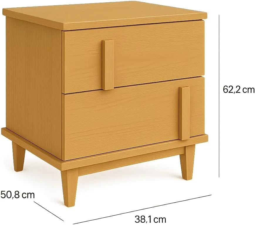 میز پاتختی چوبی مدرن هوروف هوم با 2 کشو - میز کنار تختی چوبی جامد با دستگیره های عمودی، 50.8x38.1x62.2 سانتی متر، طبیعی، SM816 میز پاتختی چوبی مدرن هوروف هوم با 2 کشو - میز کنار تختی چوبی جامد با دستگیره های عمودی، 50.8x38.1x62.2 سانتی متر، طبیعی، SM816
